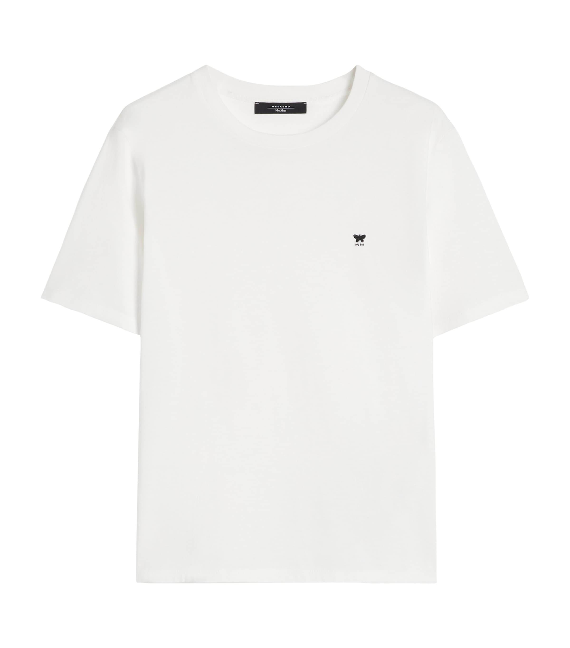 Weekend Max Mara Womens Cotton Embroidered T-Shirt Optical White Image 1