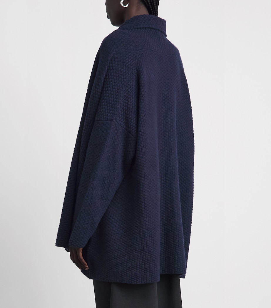 Eskandar Womens Cashmere Shawl Cardigan Navydark Image 5
