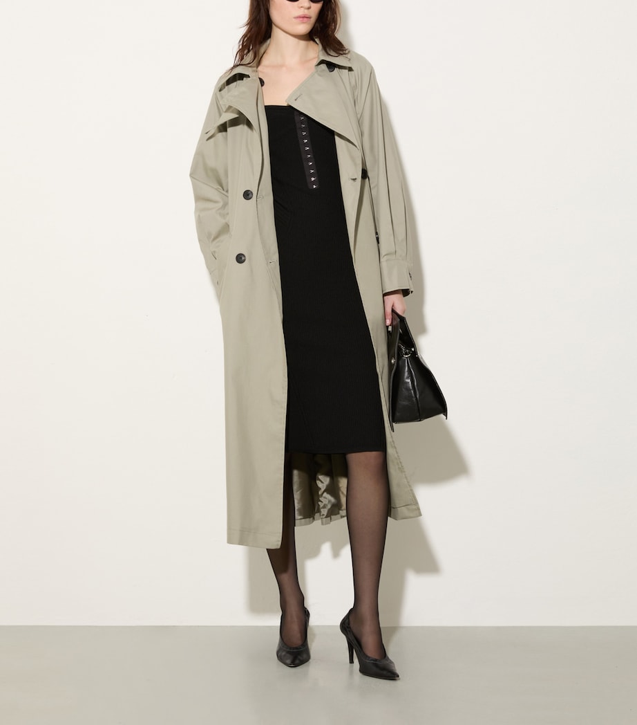 MAX&Co. Womens Cotton-Blend Trench Coat Sage Image 4