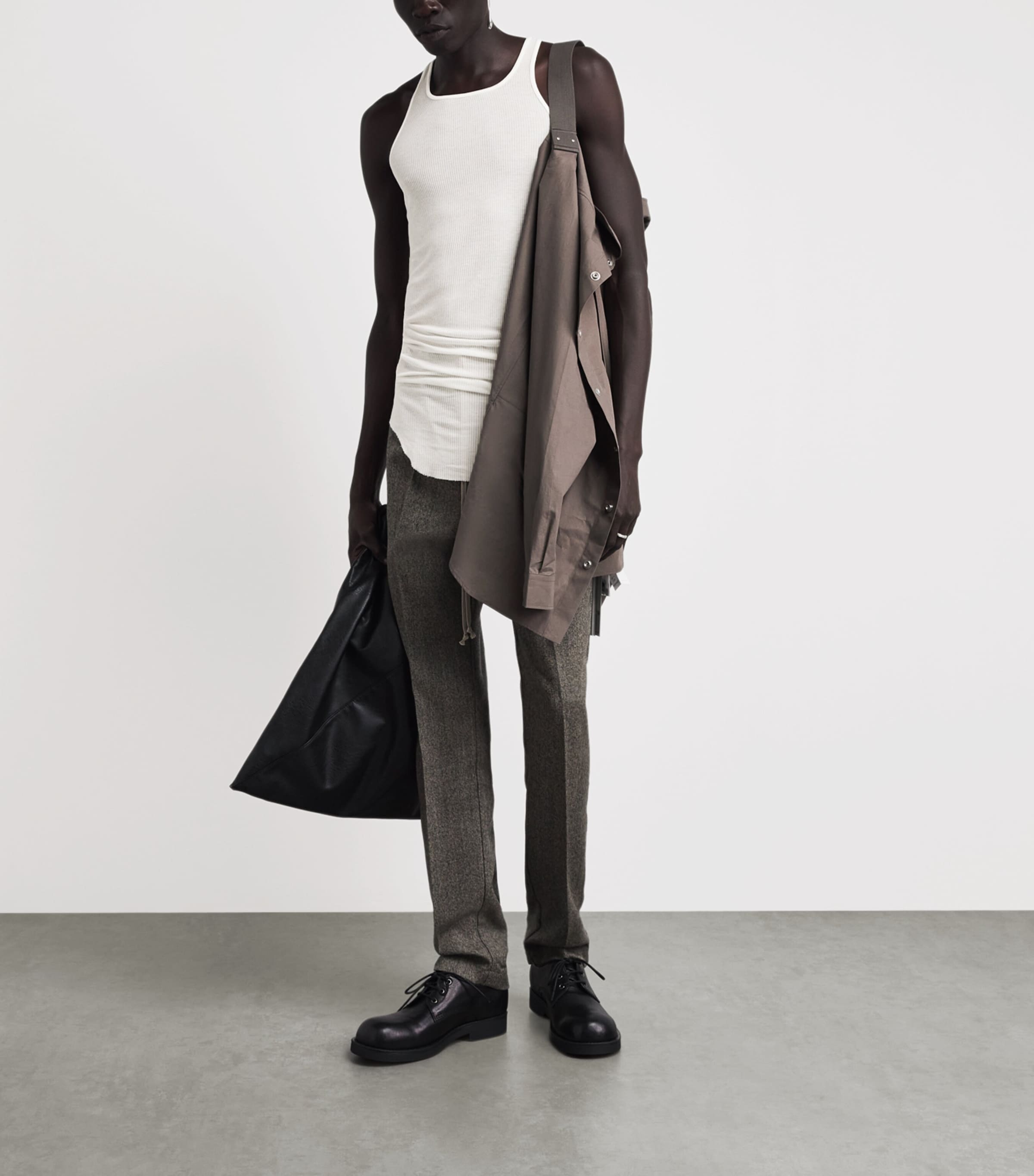 Rick Owens Mens Basic Rib Tank Top Milk Image 2