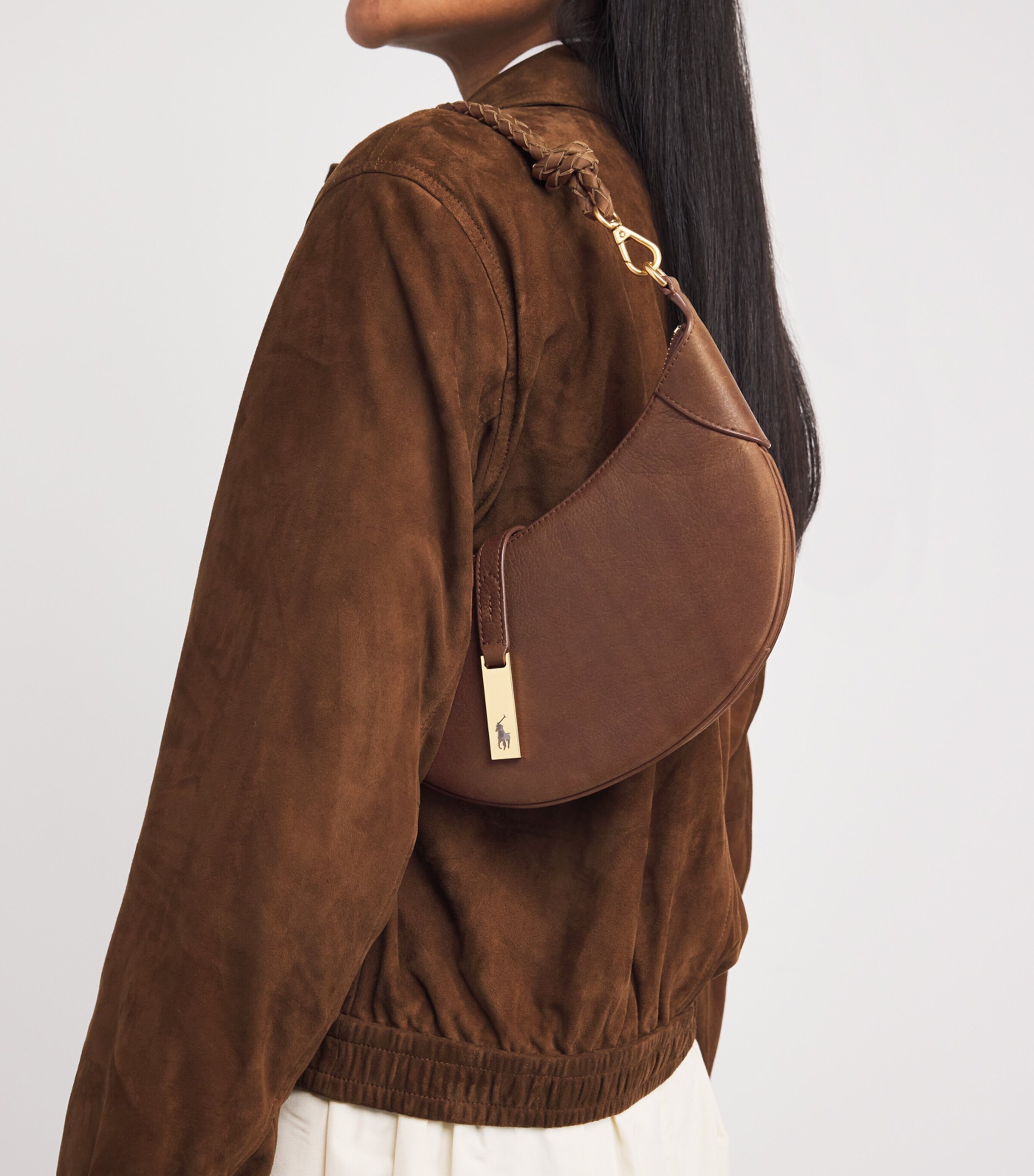 Polo Ralph Lauren Small Leather Polo ID Shoulder Bag Brown Image 5