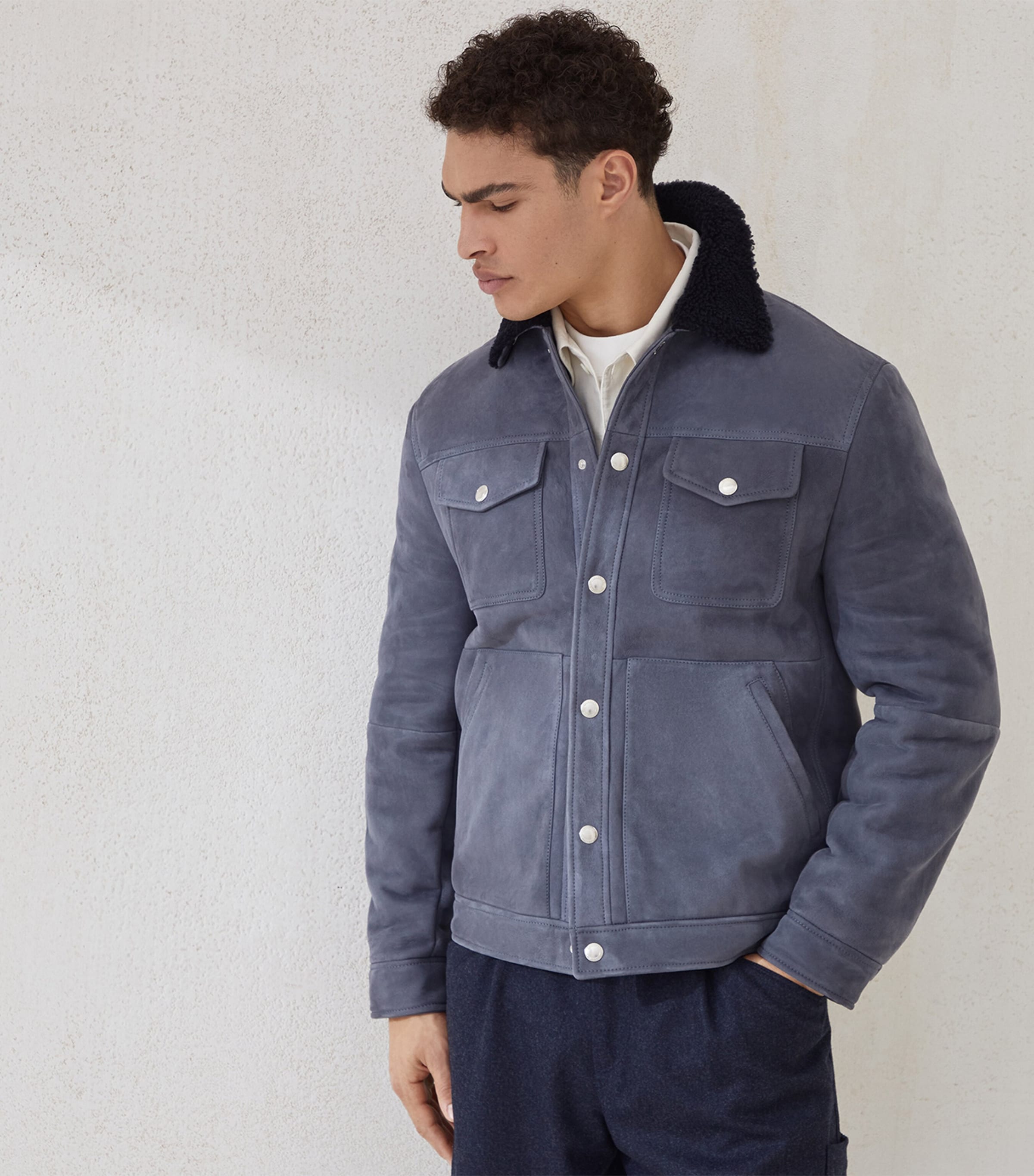 Suede-Shearling Four-Pocket Jacket C4249 Image 2