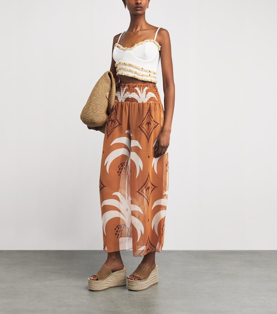 Johanna Ortiz Womens Crepe Eternity Wide-Leg Trousers Light Peach/ecru Image 2