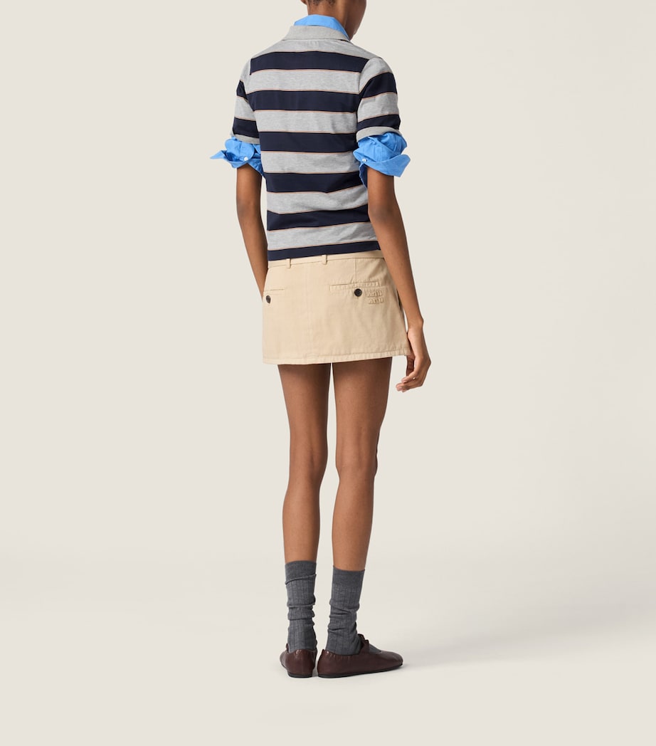 Miu Miu Womens Cotton Stripe Polo Shirt Image 3