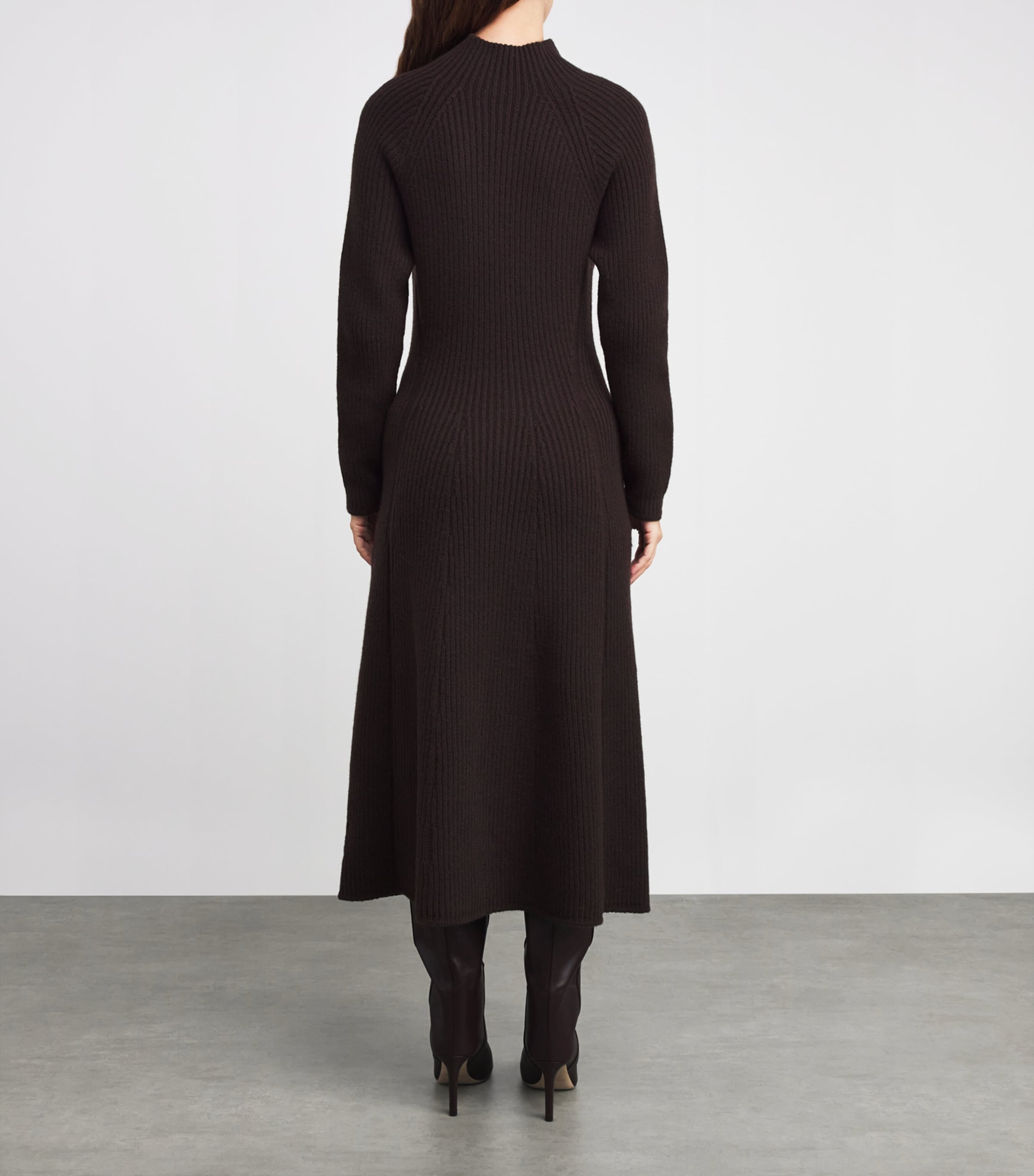 Cashmere-Blend Ribbed Midi Knitted Dress SB7290 MOLASSES Image 4