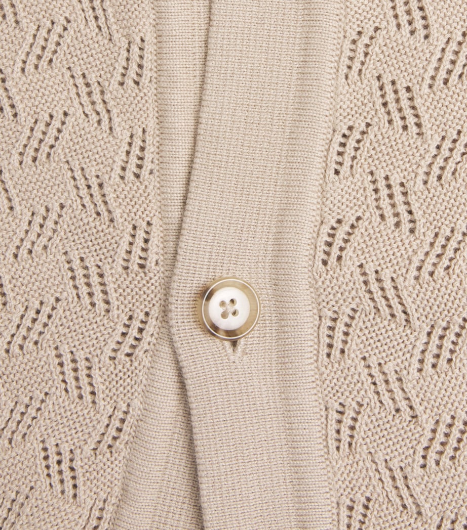 BOSS Mens Jacquard Short-Sleeve Shirt Open Beige Image 6
