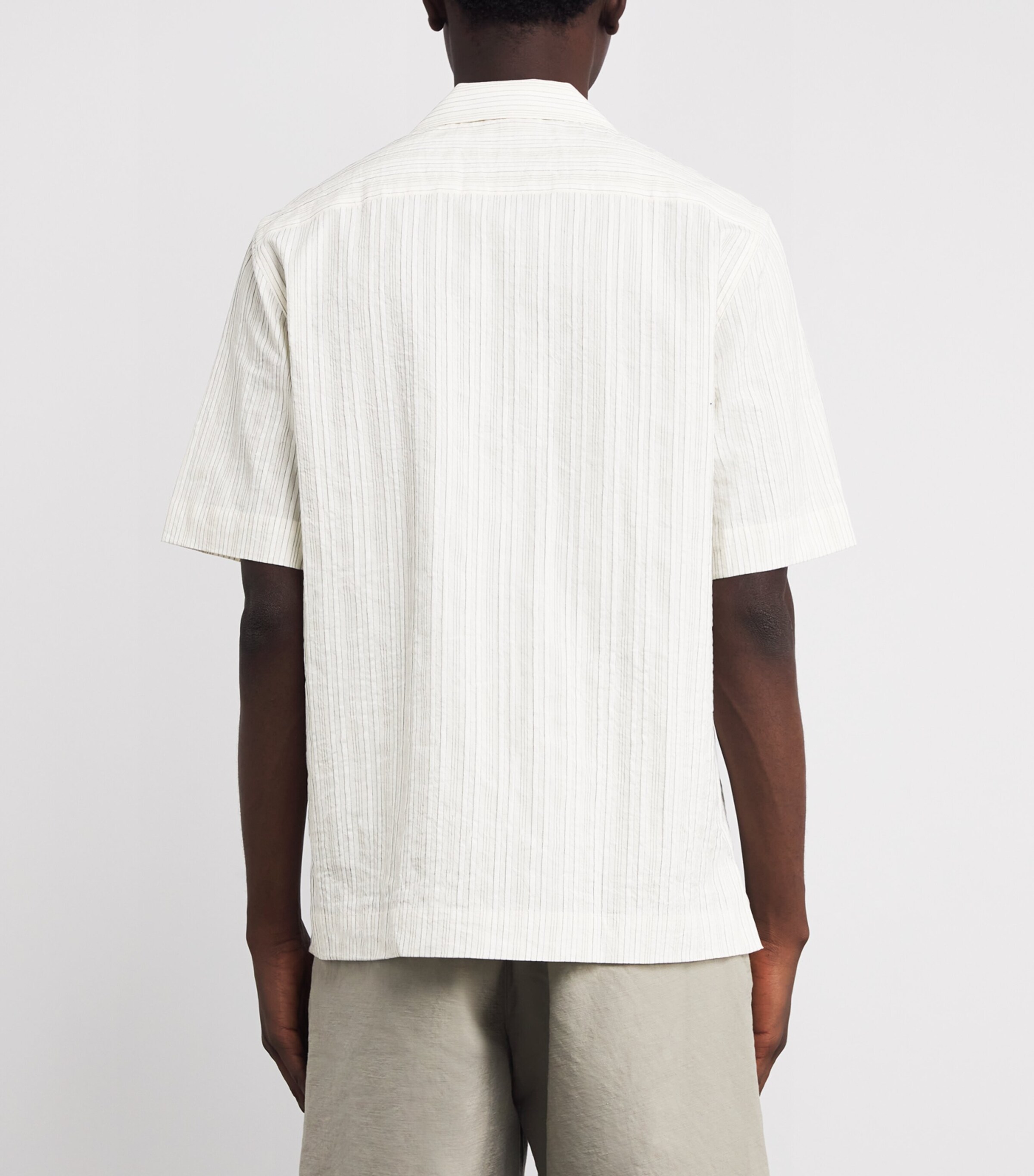 Paul Smith Mens Cotton-Linen Stripe Shirt White Image 4