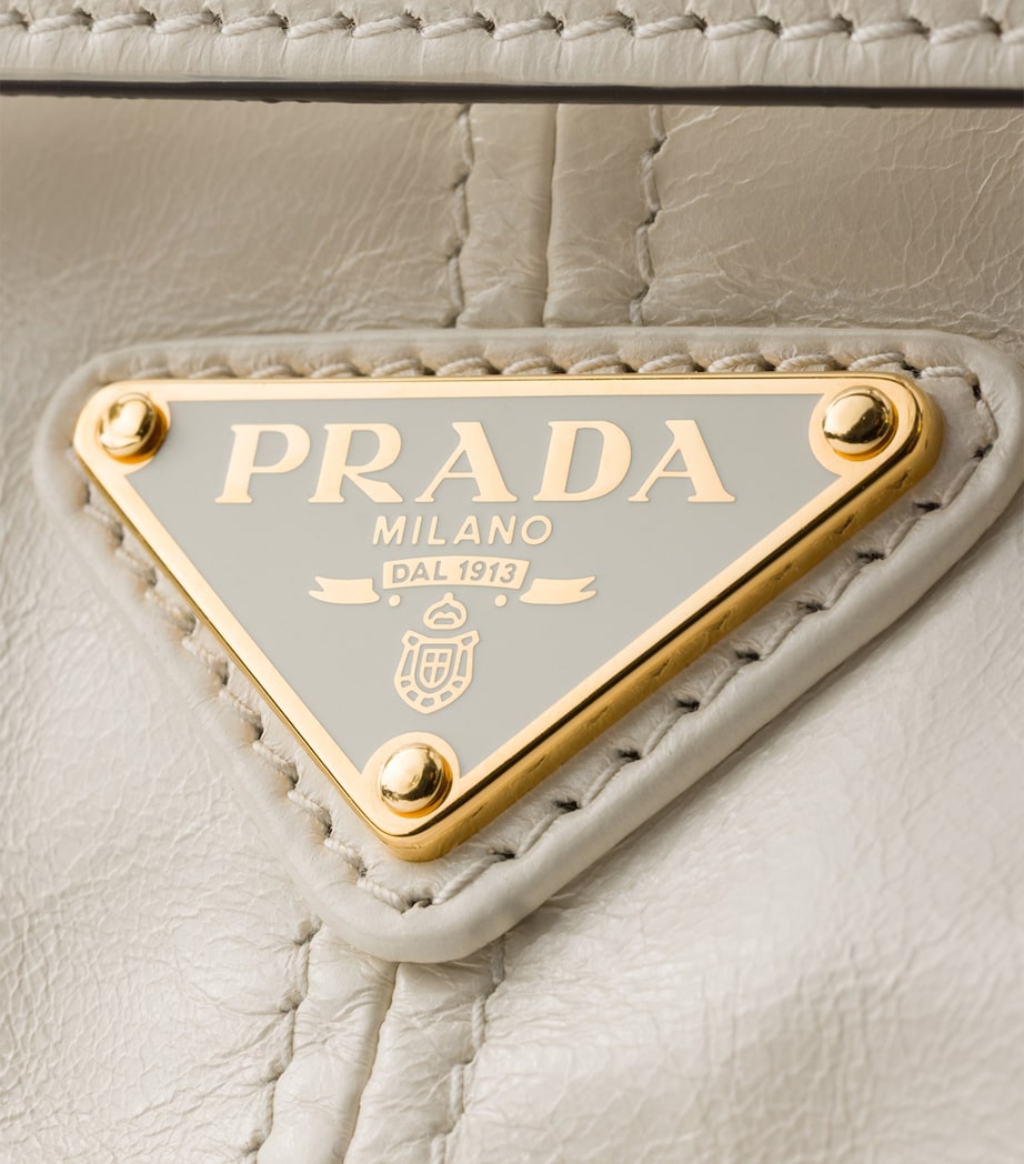 Prada Mini Leather Bonnie Shoulder Bag White Image 6