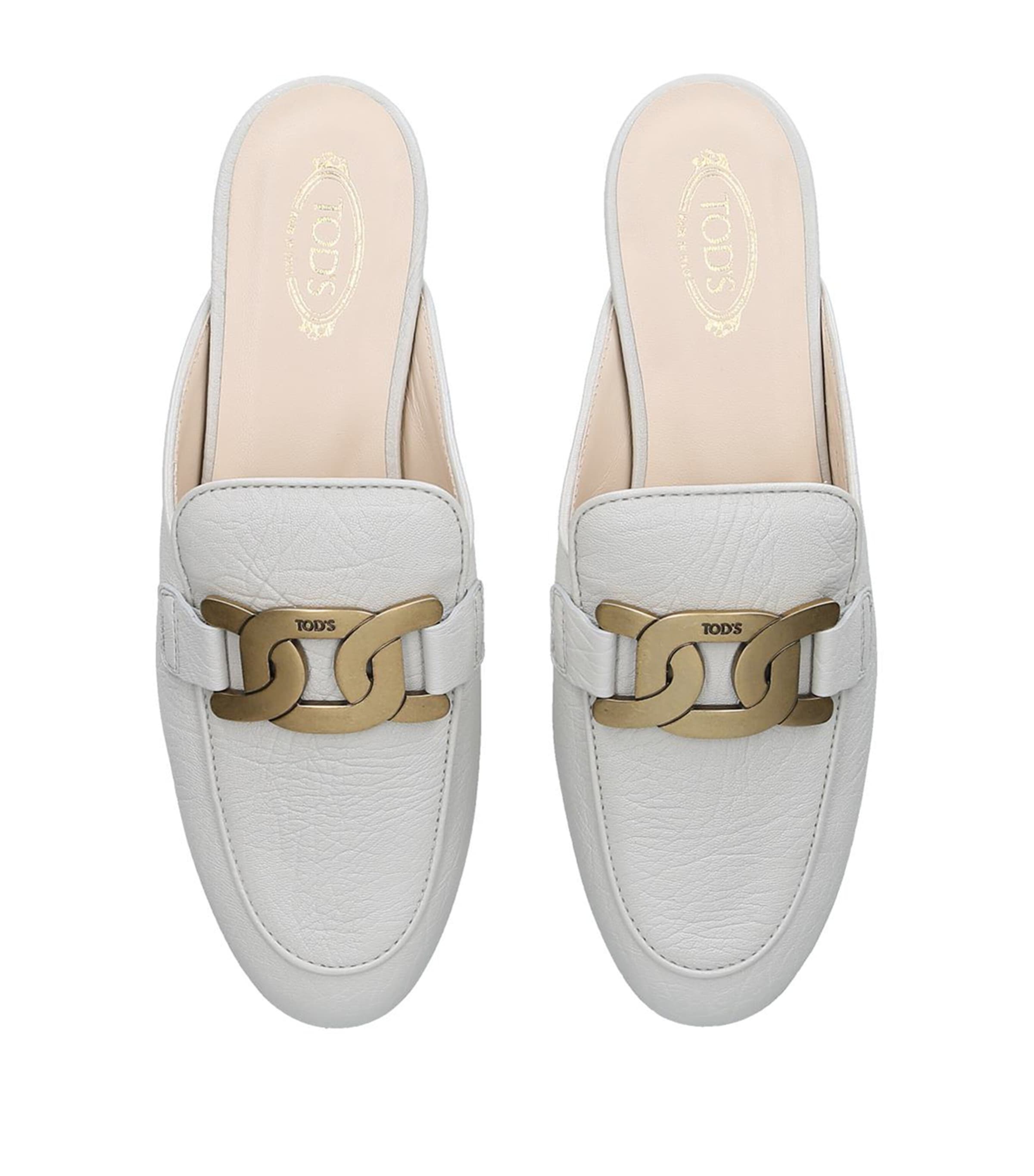 Leather Slippers WHITE Image 4