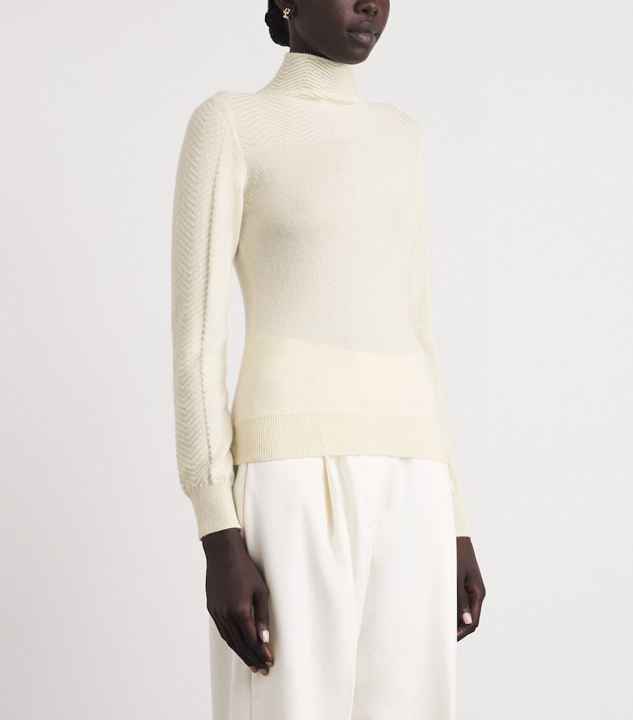 Colombo Womens Cashmere Chevron Sweater R White Image 4