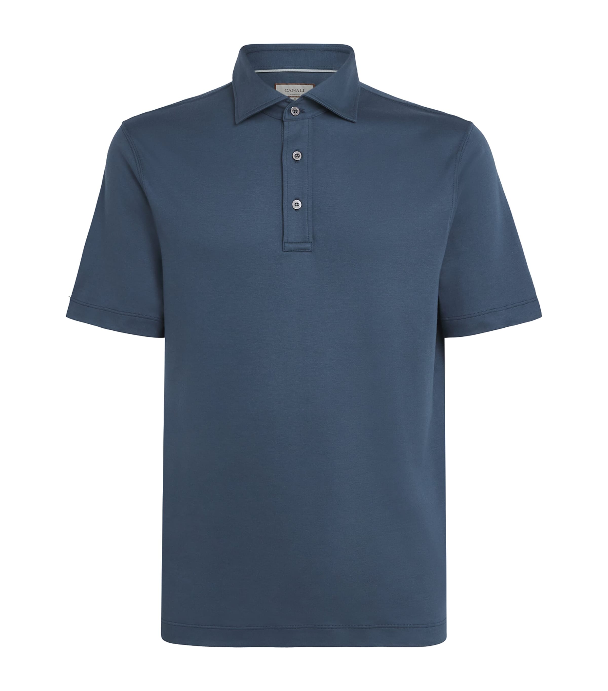 Canali Mens Cotton Polo Shirt Navy Image 1