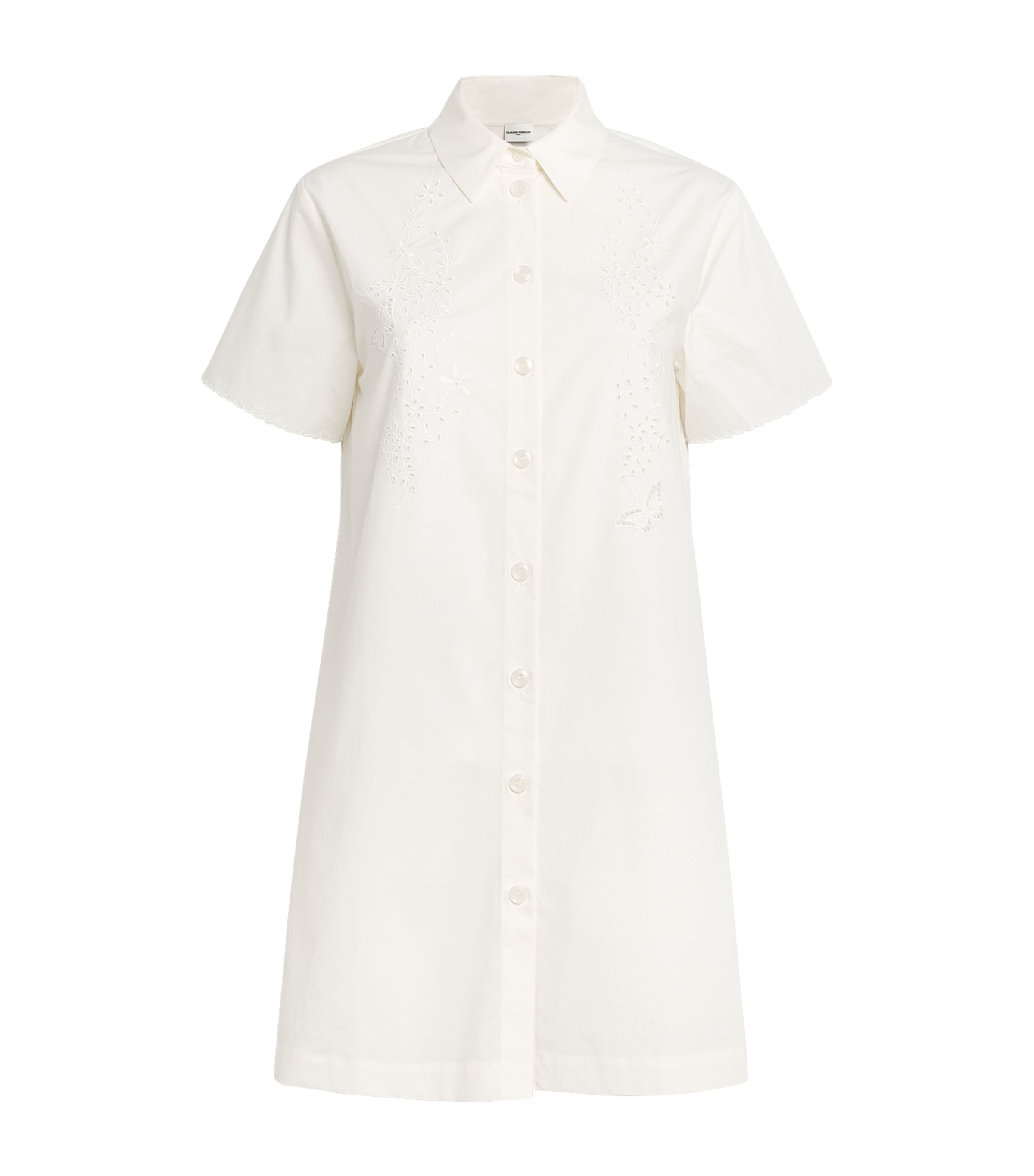 Claudie Pierlot Embroidered Mini Shirt Dress In Neutral