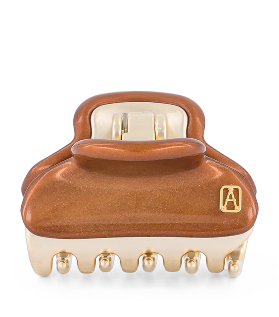 Gold-Plated Claw Hair Clip X4- PAIL BRUN/OR Image 1