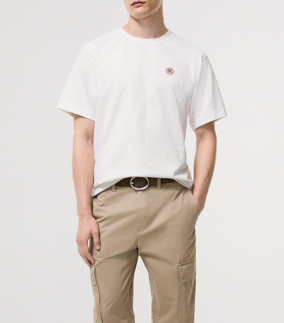 Burberry Mens Cotton Embroidered Logo T-Shirt Chalk Image 2