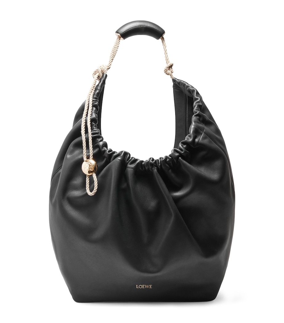 LOEWE XL Leather Squeeze Cord Top-Handle Bag Black Image 1