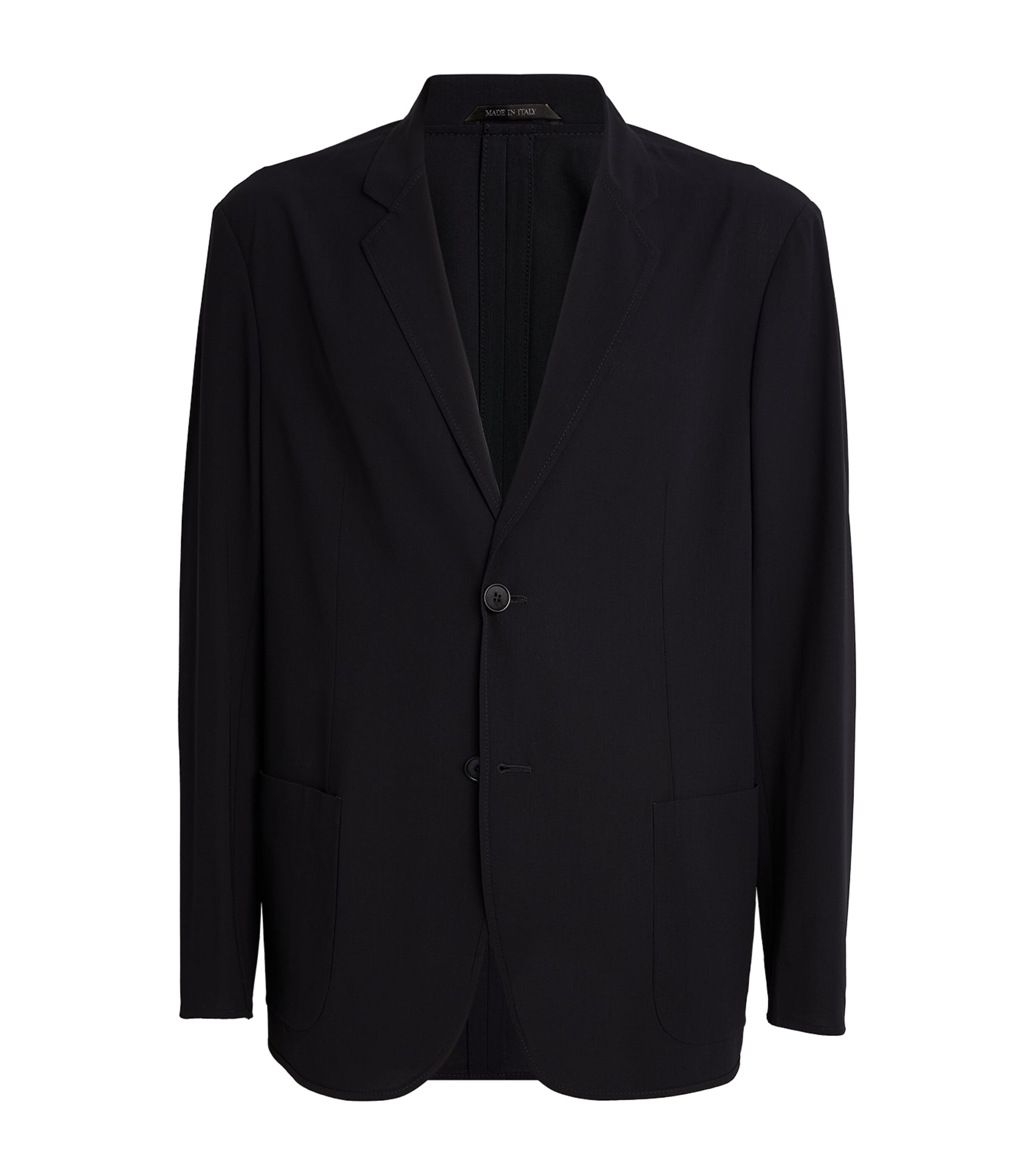 Shop Giorgio Armani Virgin Wool Single-breasted Blazer In Blue