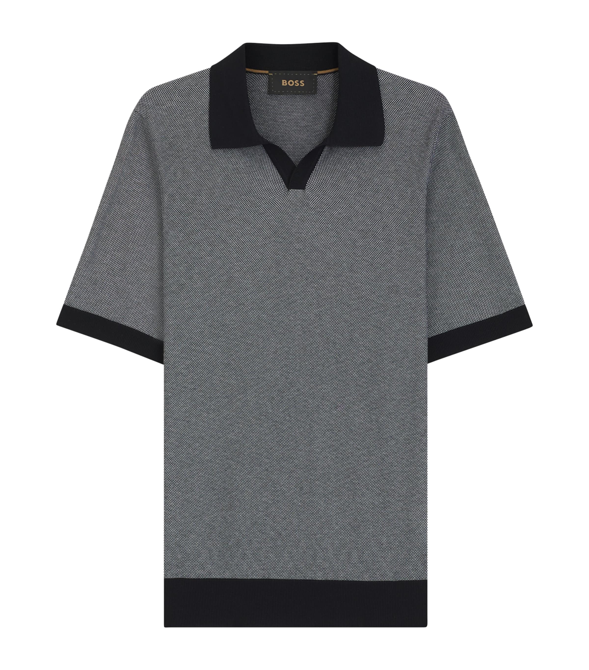 Hugo Boss Silk-cotton Sweater With Johnny Collar In Regular Fit In Blue