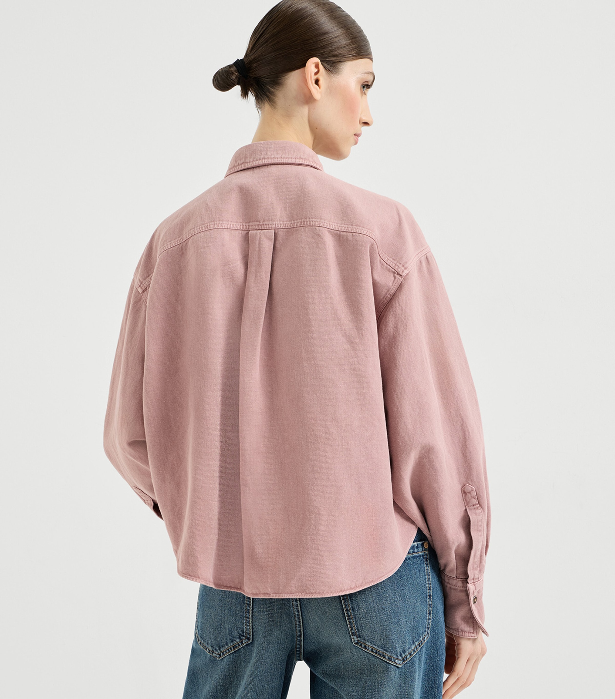 Brunello Cucinelli Womens Cotton-Linen Garment-Dyed Shirt Image 5