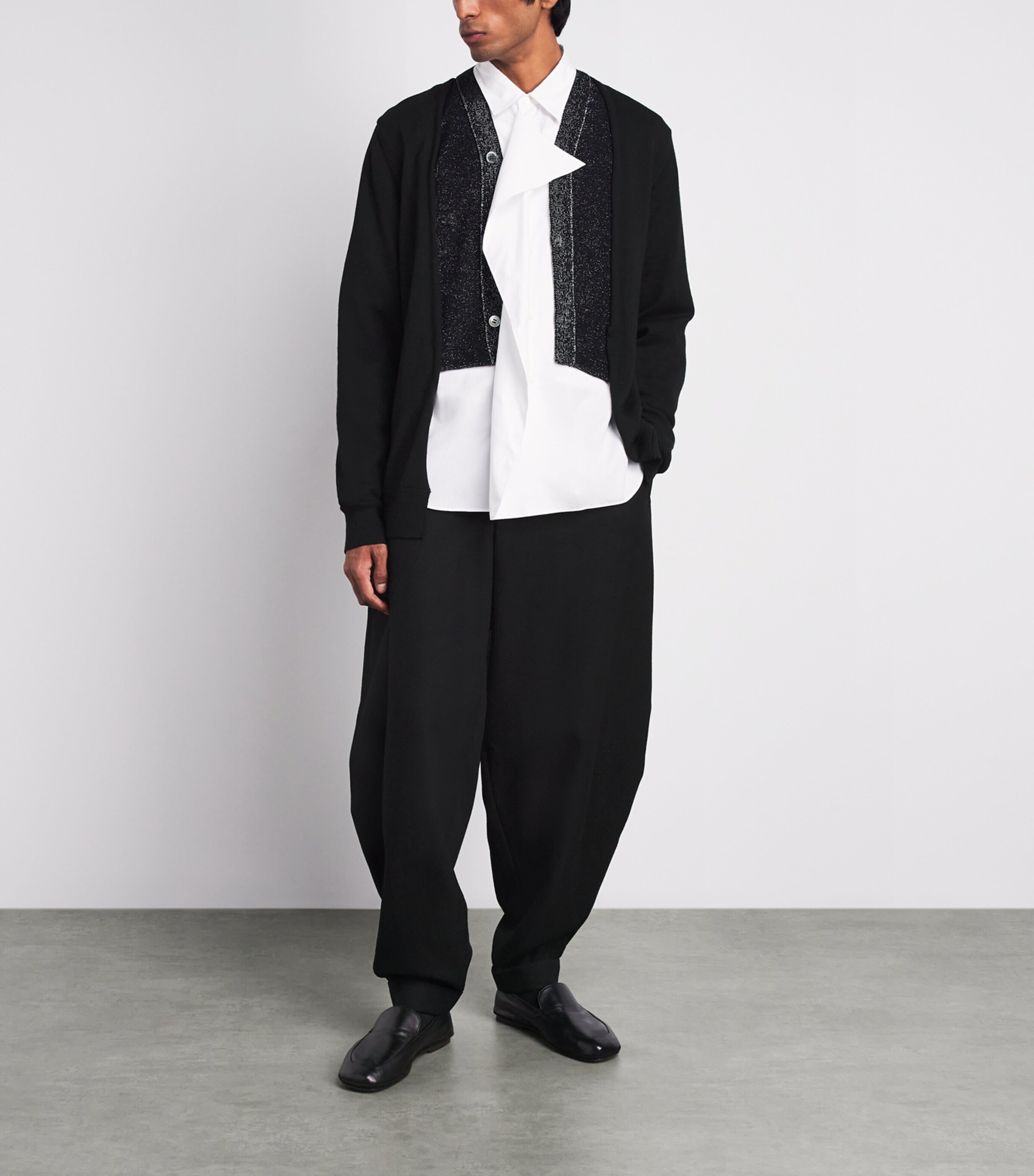 Comme Des Garçons Mens Wool Balloon Wide-Leg Trousers Black Image 2