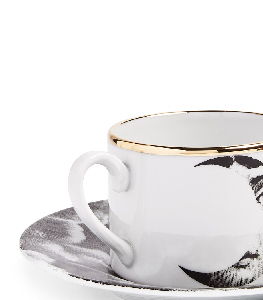 Fornasetti Tema e Variazioni Sole e Luna Teacup and Saucer Image 4