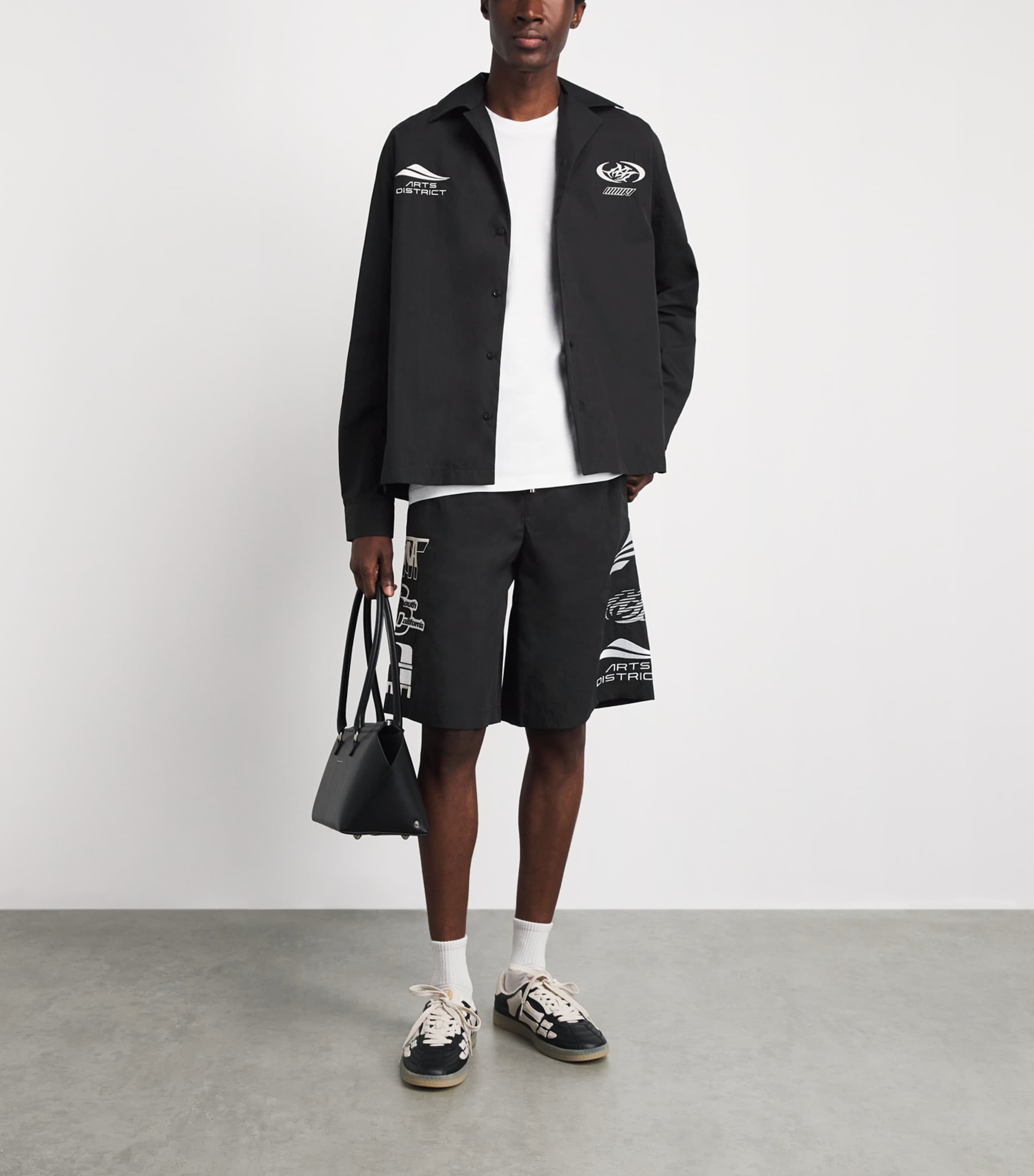 AMIRI Mens Sporty Embroidered Logo Shorts Black Image 2