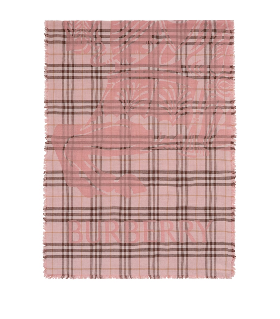 Burberry Wool-Silk EKD Scarf Bow Pink Image 1