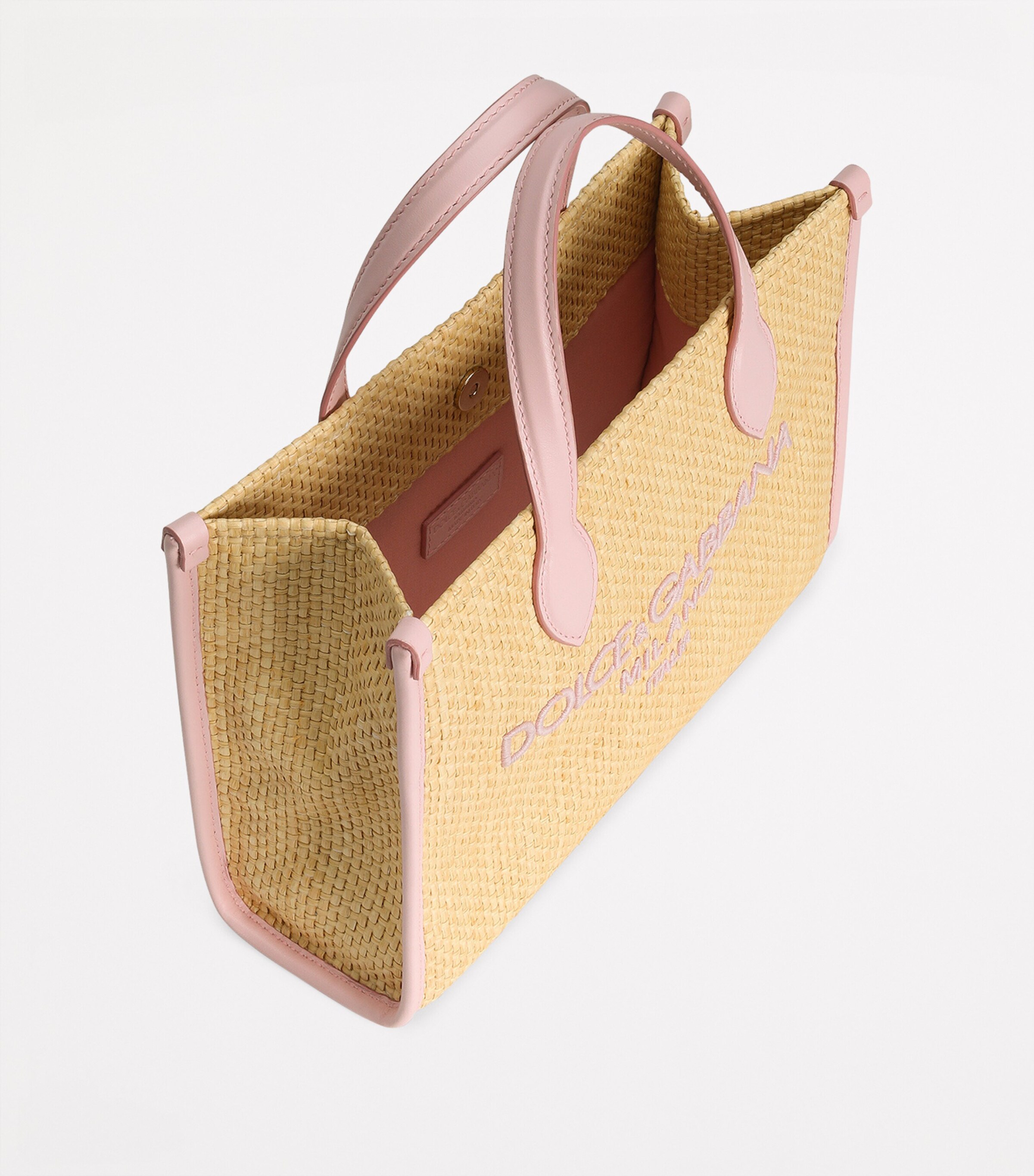 Dolce&Gabbana Kids Straw Logo Tote Bag Naturale/rosa Image 4