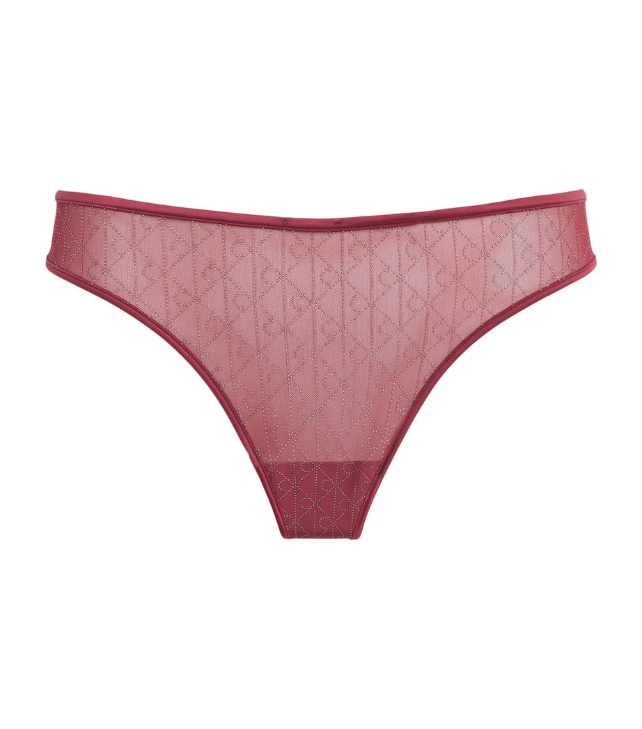 Calvin Klein Womens Mesh Emblem Thong Established Red Image 1