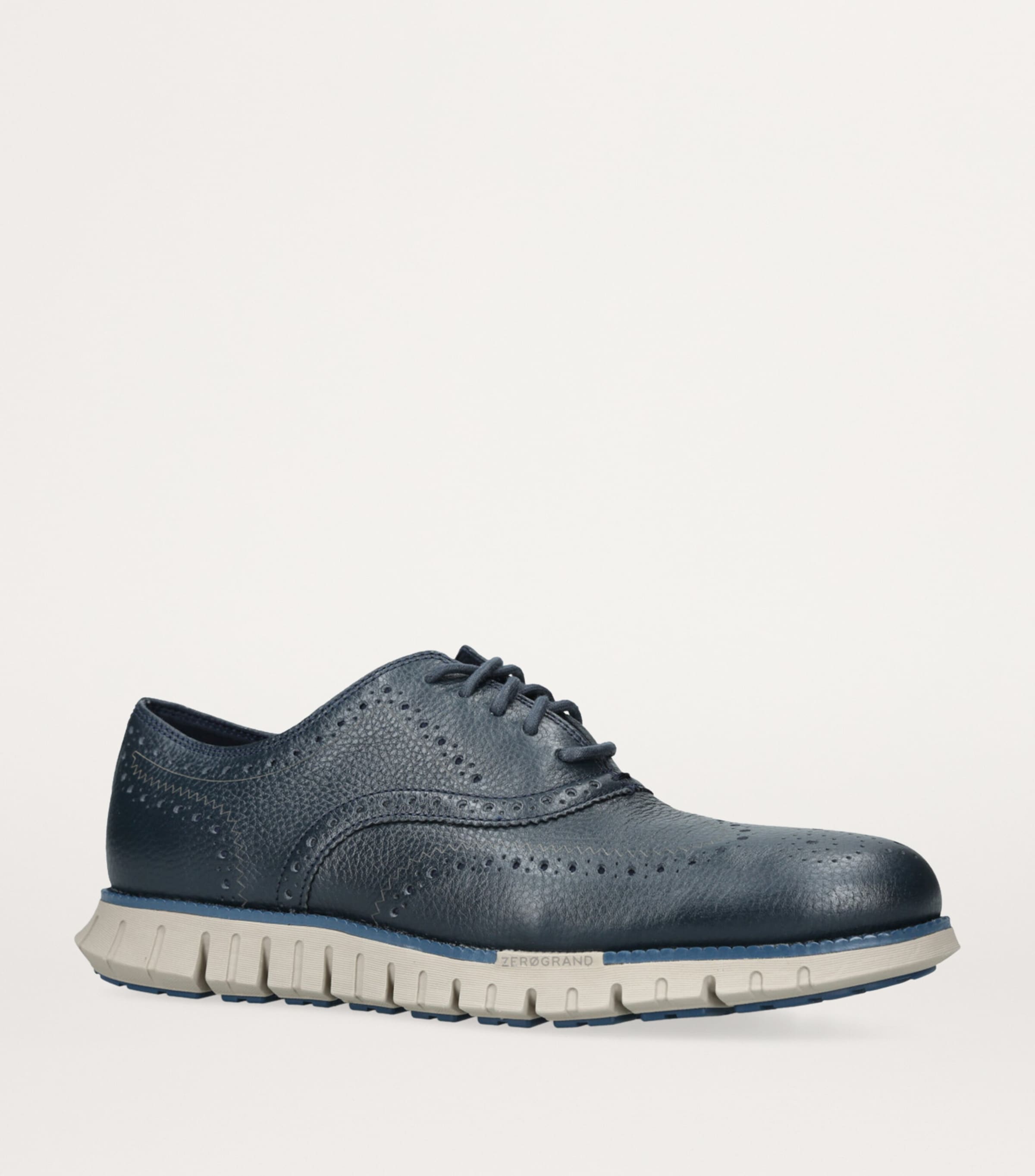 Cole Haan Mens Leather ZERØGRAND Wingtip Oxford Shoes Navy Image 3