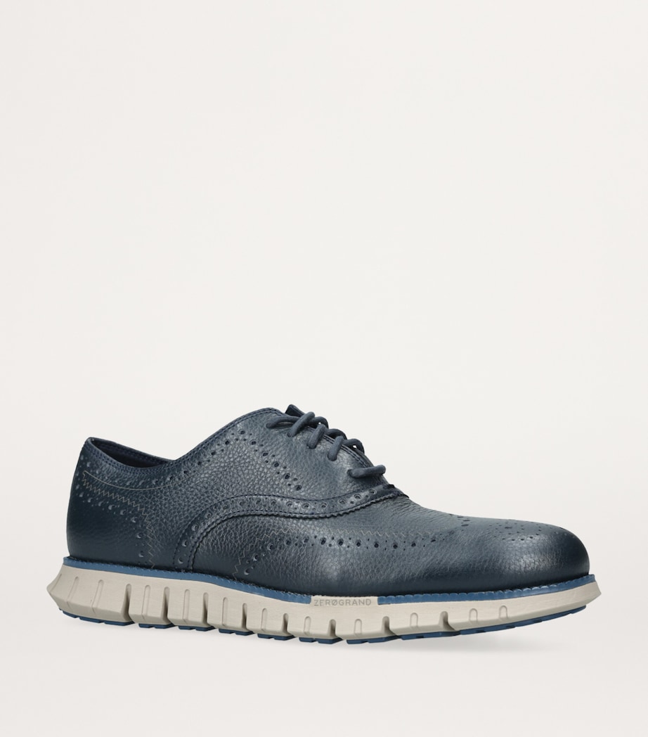 Leather ZERØGRAND Wingtip Oxford Shoes NAVY Image 3