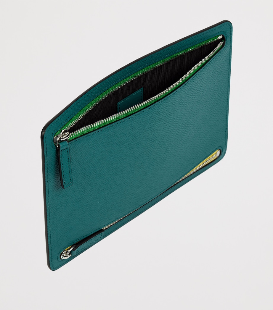 Panama Leather Multi-Zip Wallet PETROL Image 2