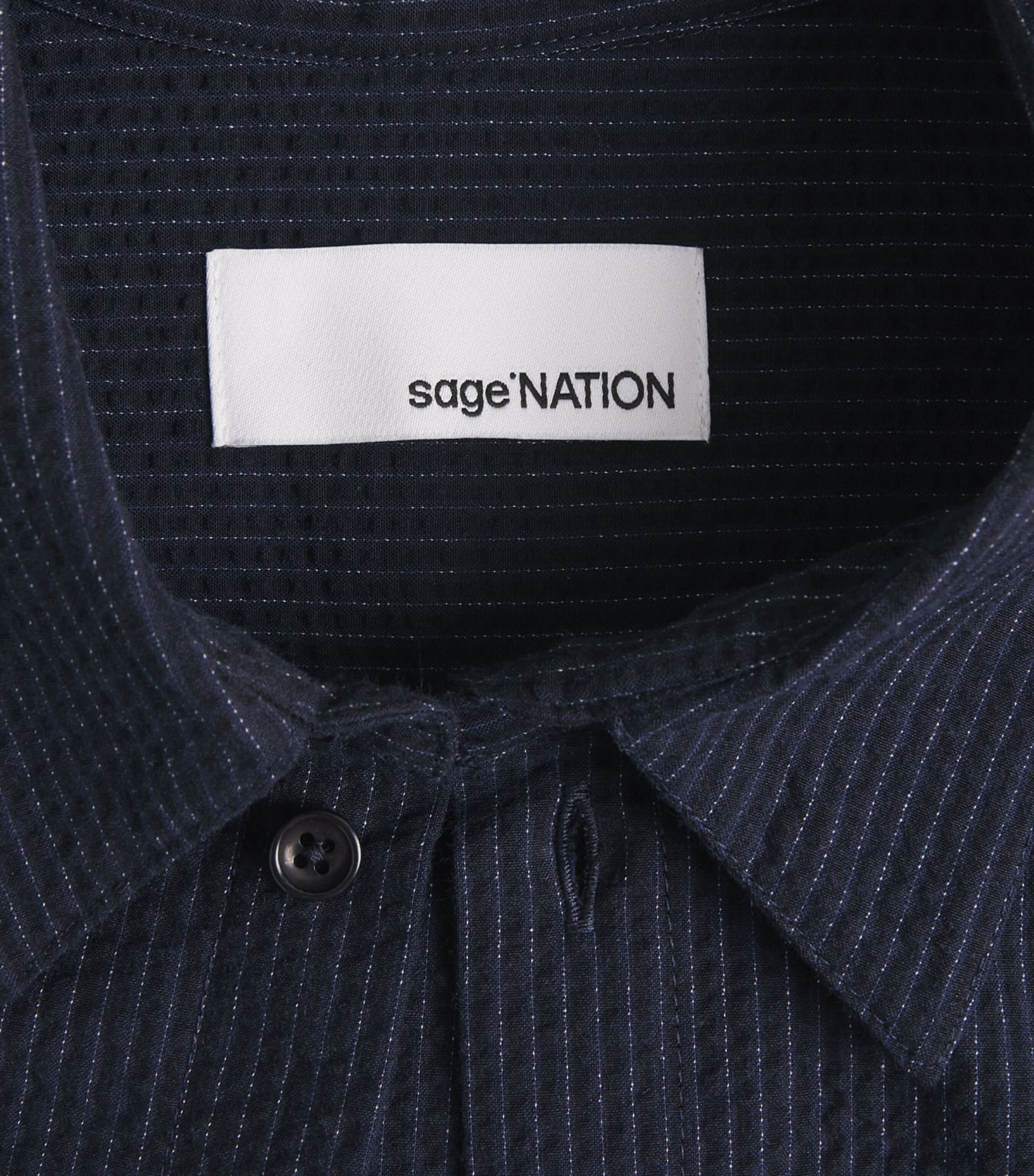 Sage Nation Mens Pinstripe Takeshi Shirt Indigo Stripe Image 6