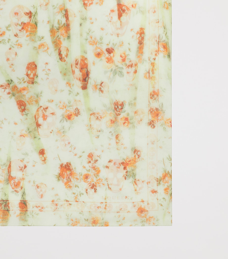 McQueen Silk Floral Skull Scarf Image 2