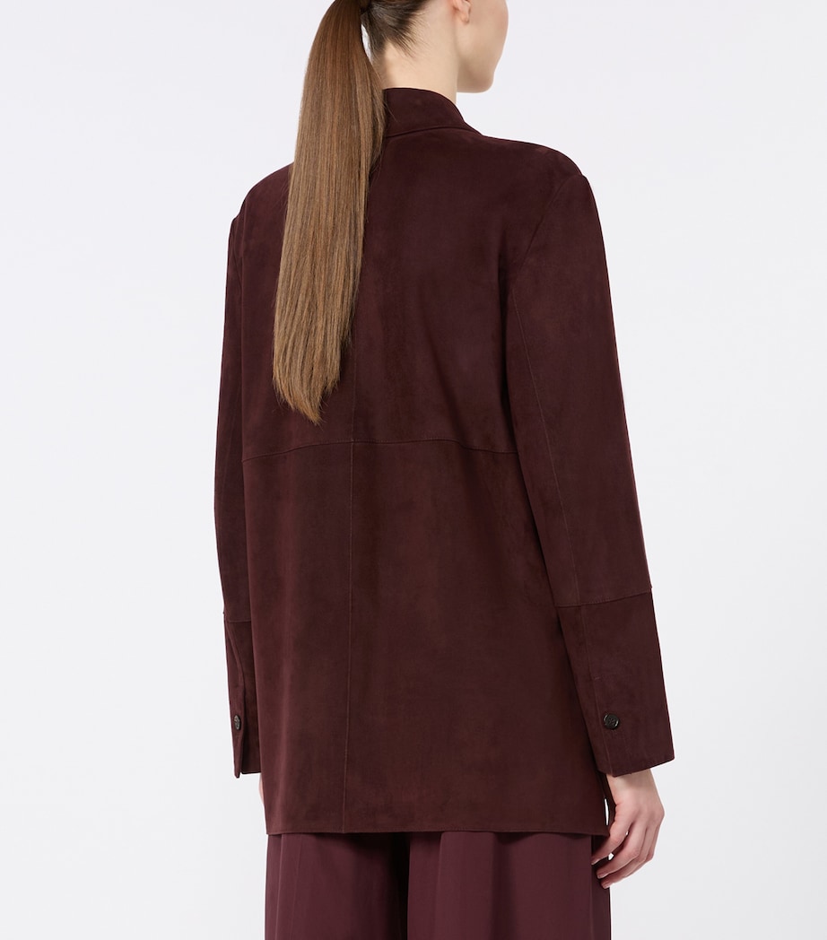 Max Mara Womens Suede Shirt Jacket Dark Red Image 4