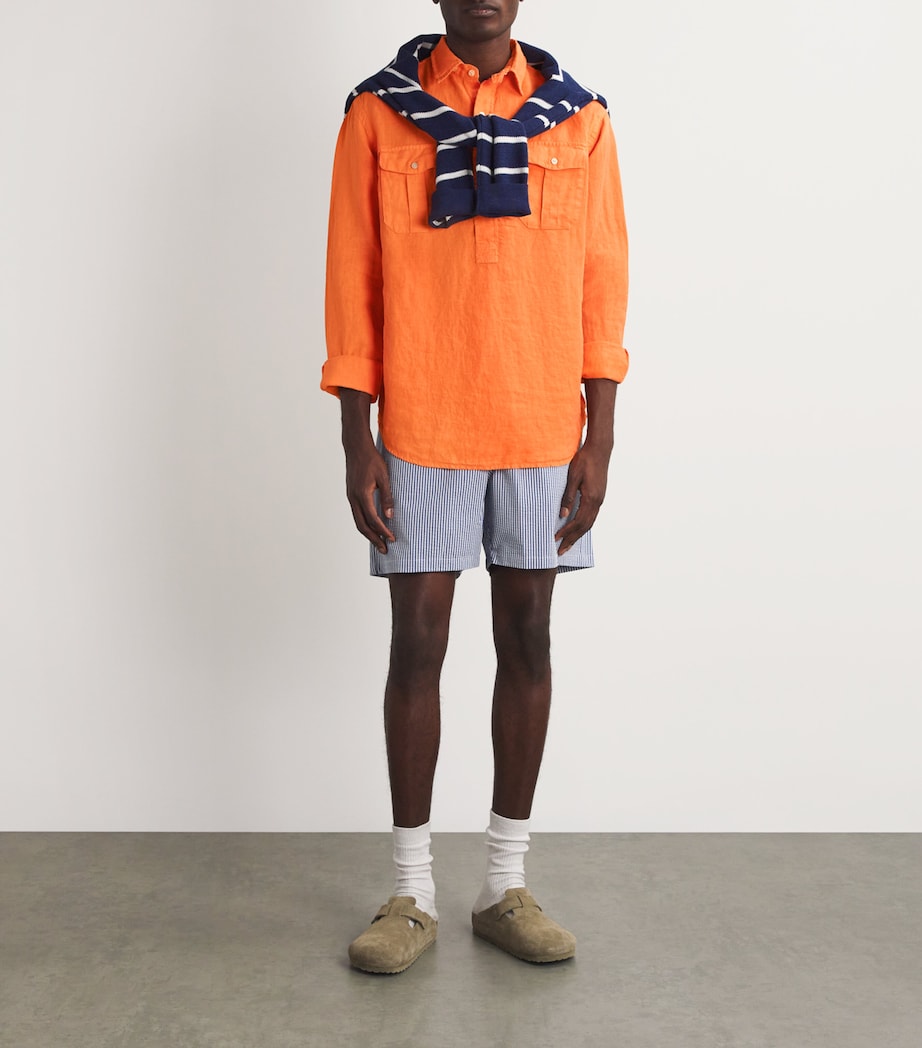 Polo Ralph Lauren Mens Linen Pull-Over Shirt Orange Image 2