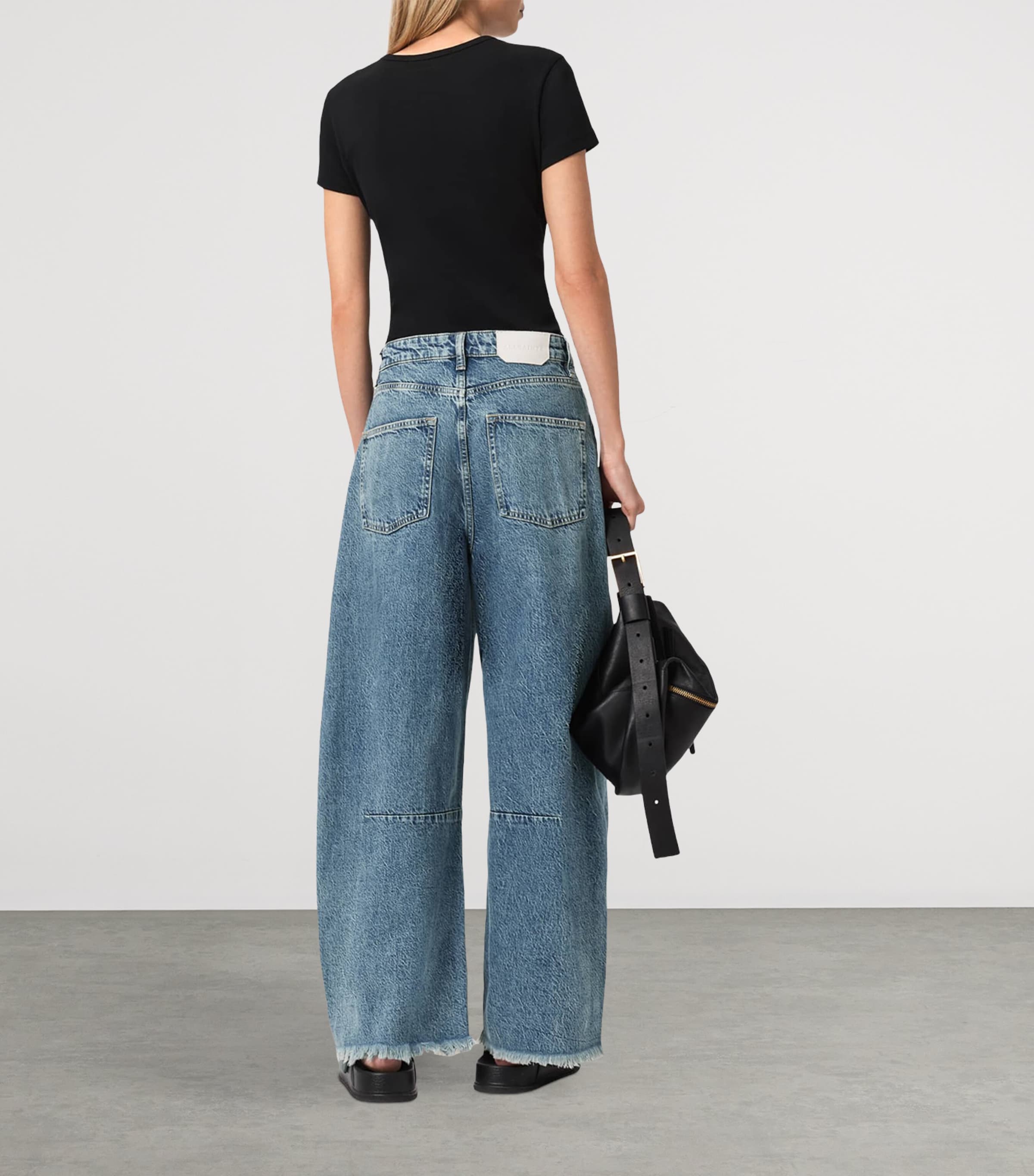 AllSaints Womens Cropped Payton Barrel-Leg Jeans Vintage Indigo Image 7