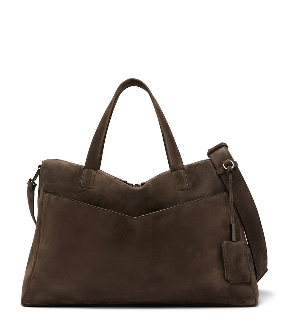 Max Mara Suede Tote Bag Dark Brown Image 1
