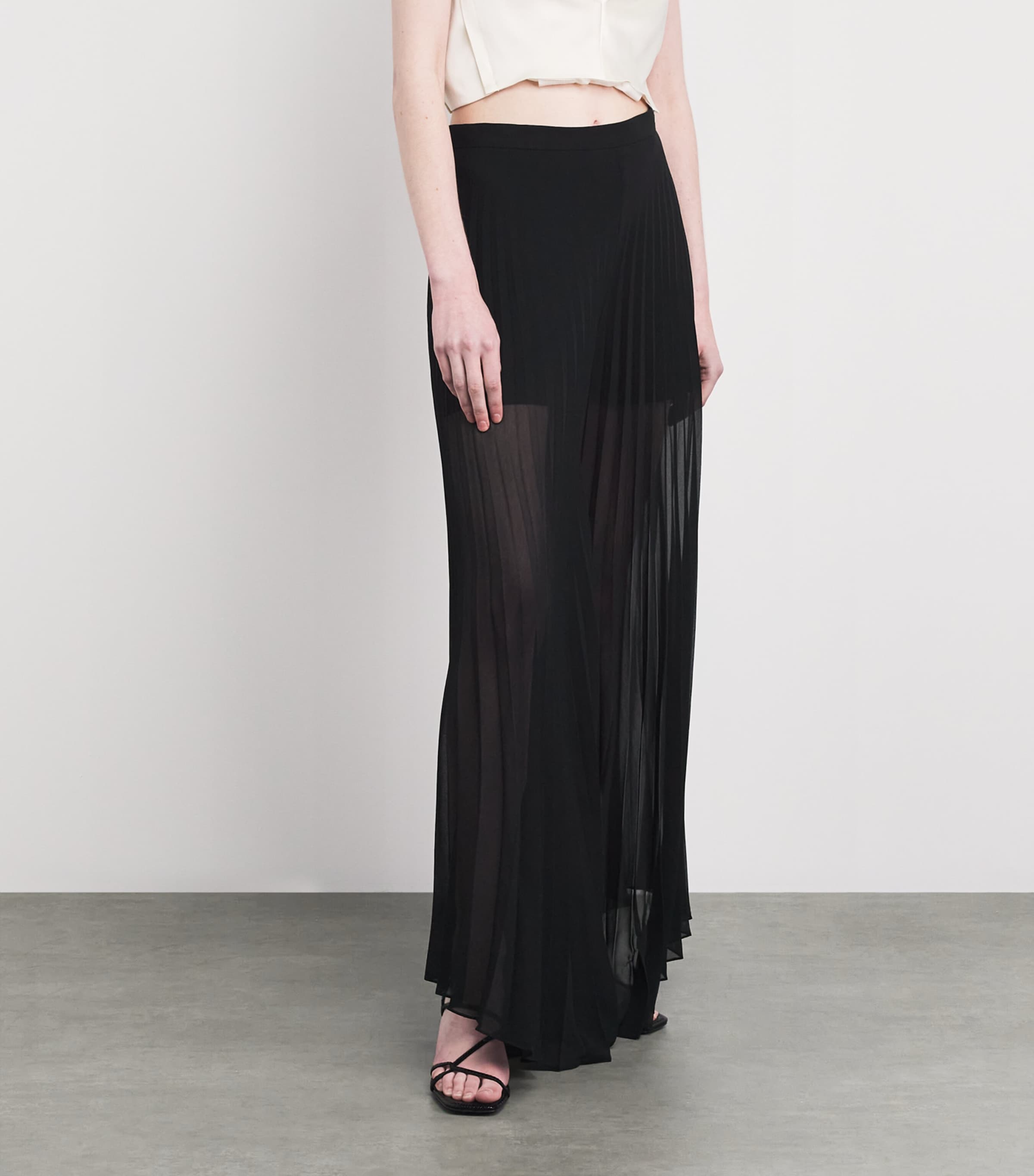 Sandro Paris Womens Organza Pleated Trousers Black Image 4