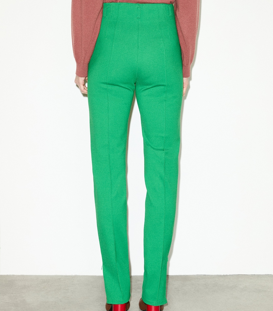 MAX&Co. Womens Cotton Slim-Fit Trousers Green Image 3