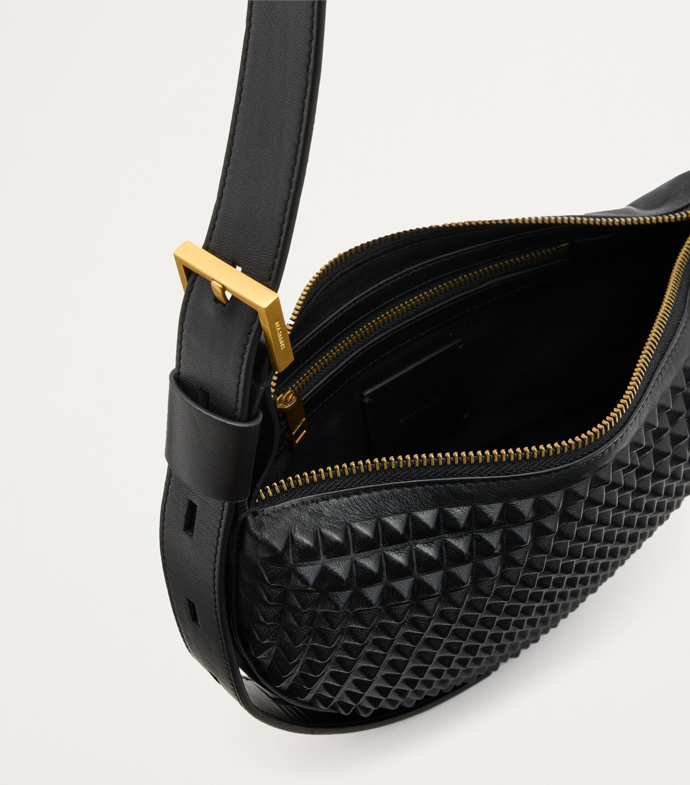 AllSaints Studded Half Moon Cross-Body Bag | Harrods US