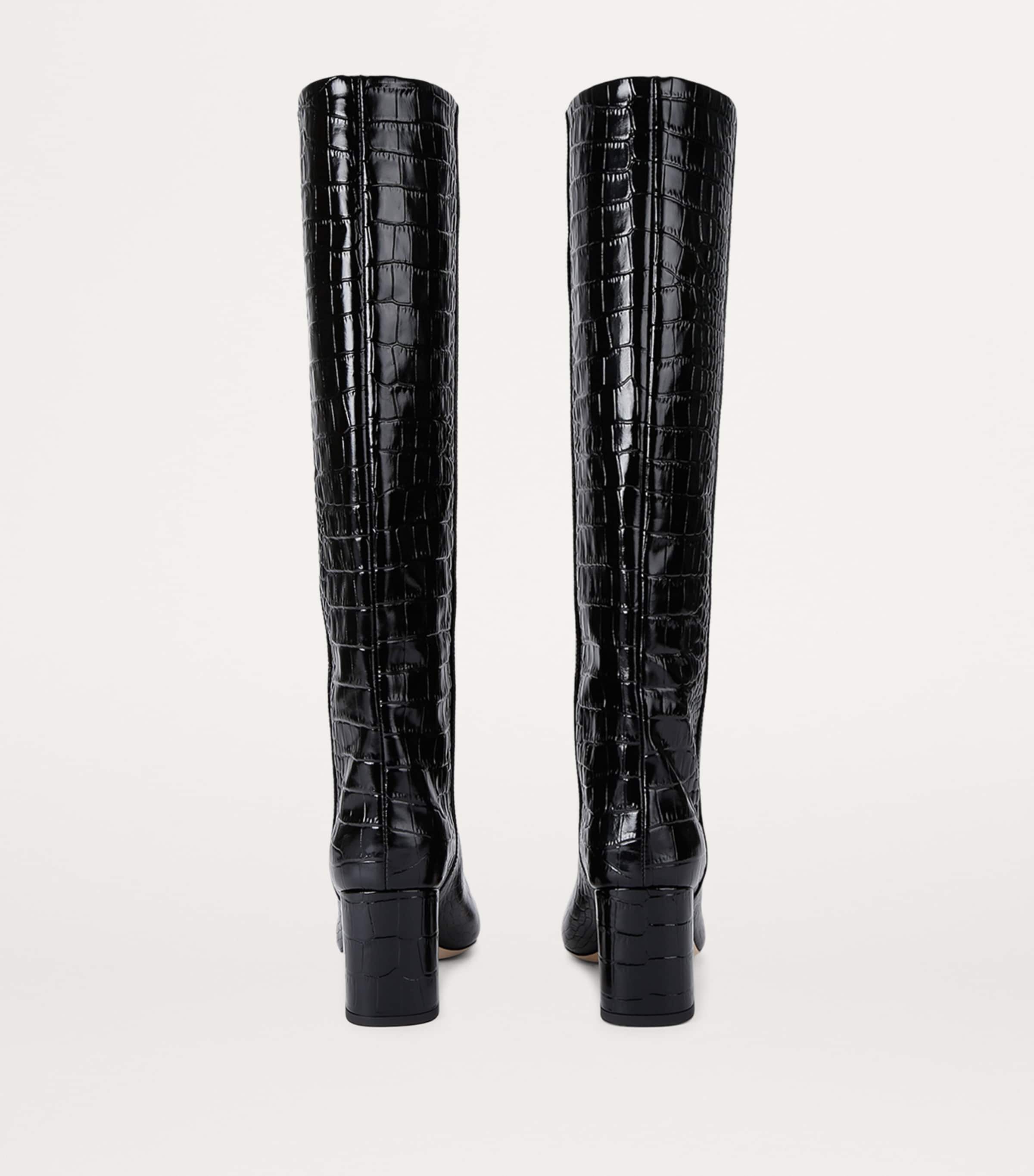 Croc-Embossed Leather Anja Knee-High Boots 70 BLACK Image 2