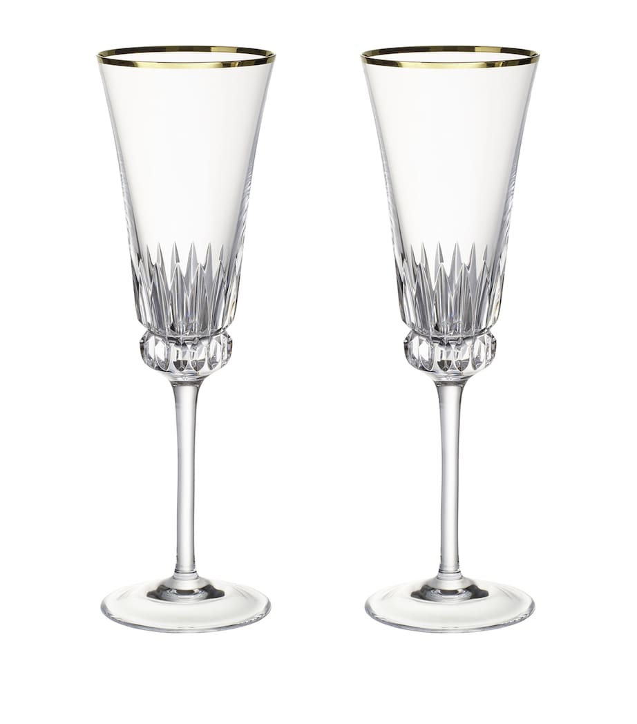 Set of 2 Grand Royal Gold Champagne Flutes (120ml) CLEAR Image 1
