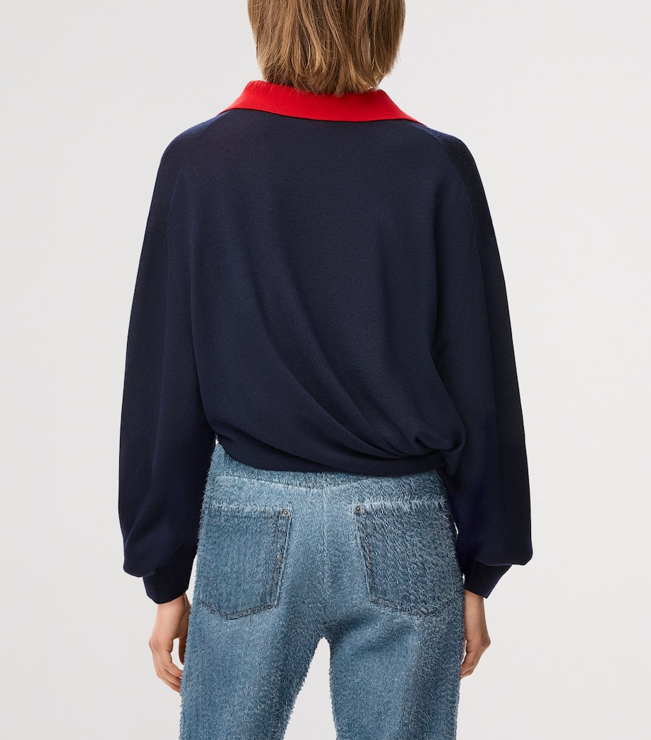 LOEWE Womens Wool-Blend V-Neck Sweater Dark Navy Image 7