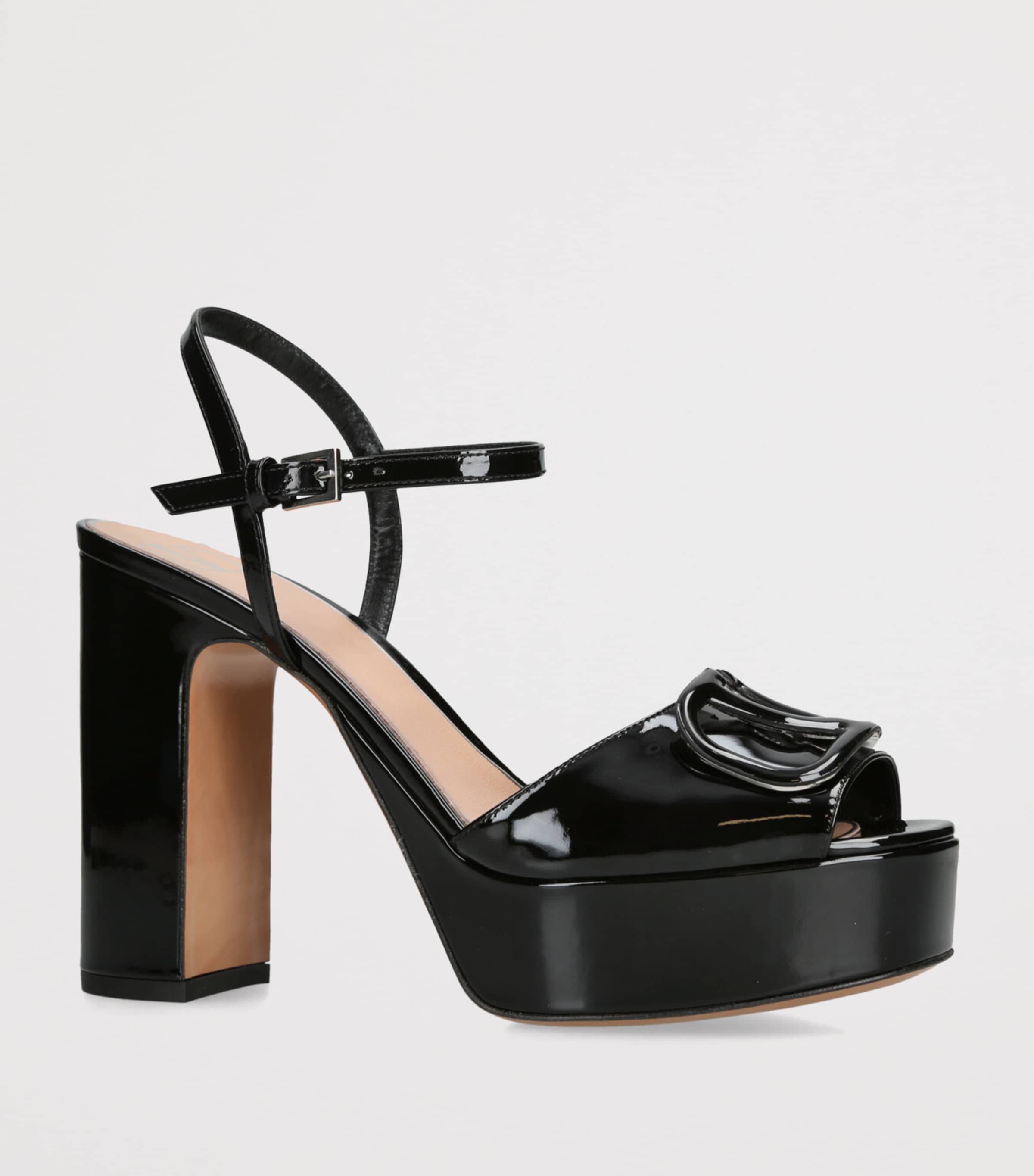 Leather VLogo Signature Platform Sandals 115 BLACK Image 3