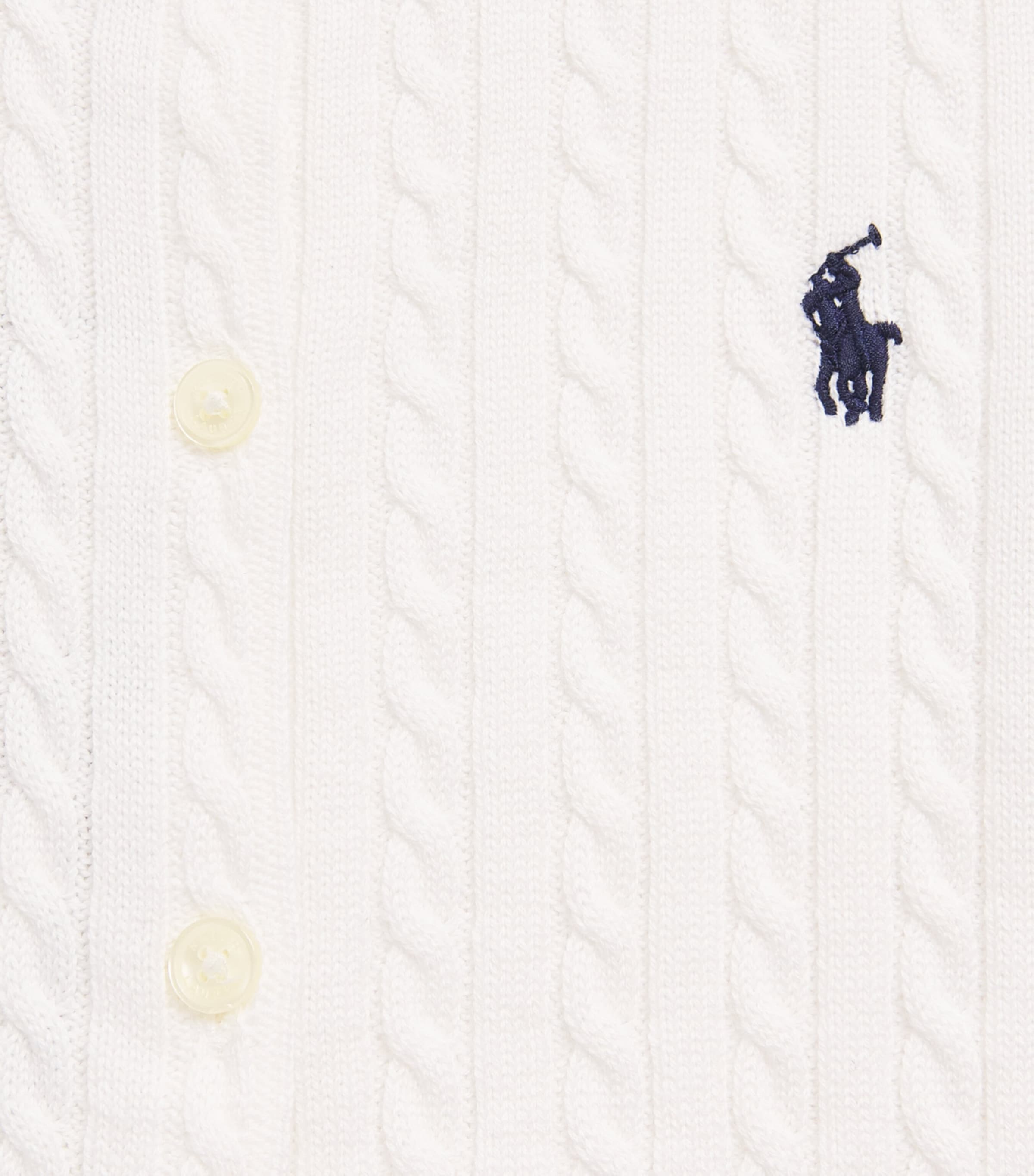 Ralph Lauren Kids Cotton Cable-Knit Cardigan (7-12 Years) Optic White W/ Navy Image 3