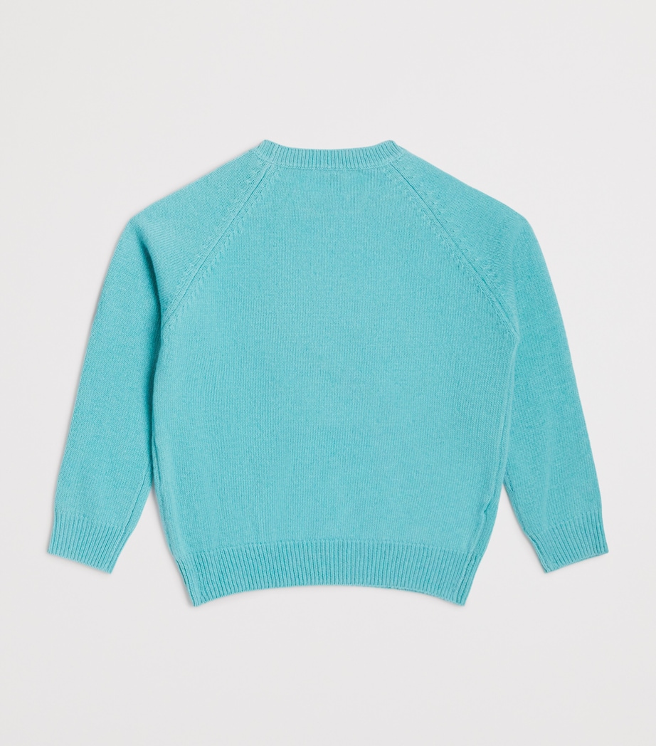 Wool Bear Sweater (2-14 Years) 4550AQUA/PEACOCK GRN Image 2