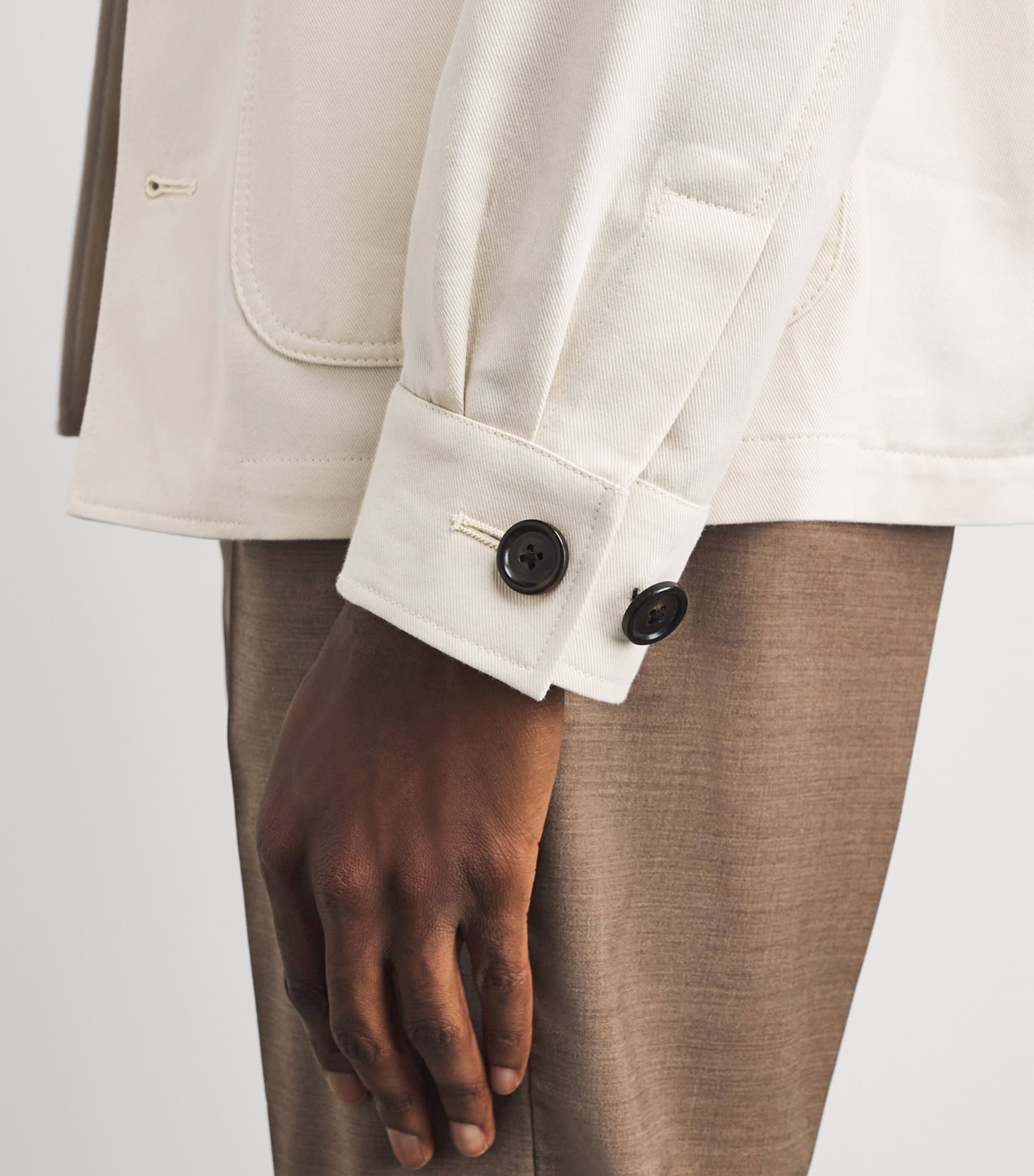 Corneliani Mens Cotton-Cashmere Overshirt Natural / Beige Image 3