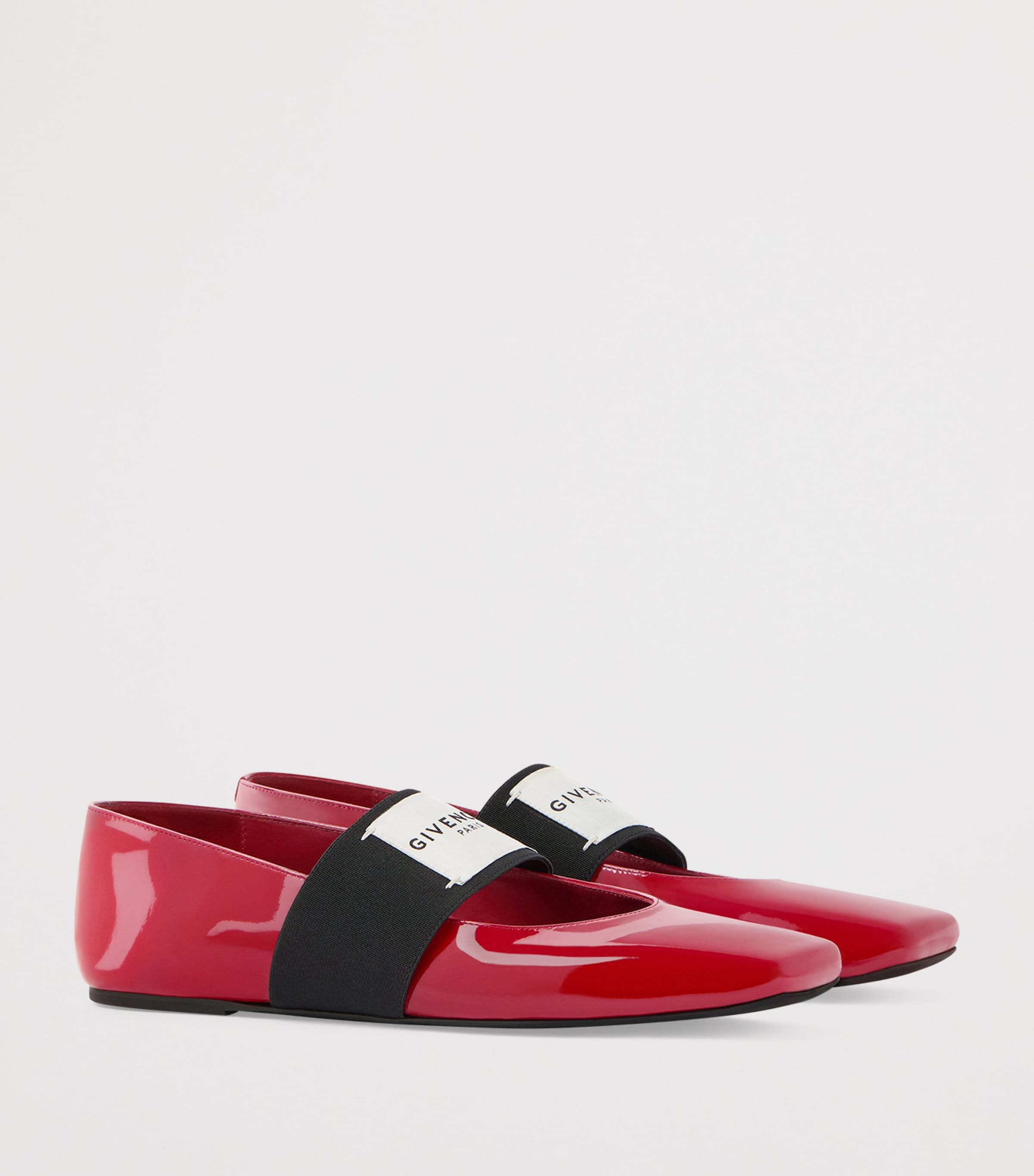 Leather Squared Toe Ballet Flats DEEP RED Image 3