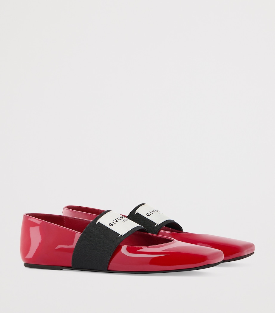 Leather Squared Toe Ballet Flats DEEP RED Image 3