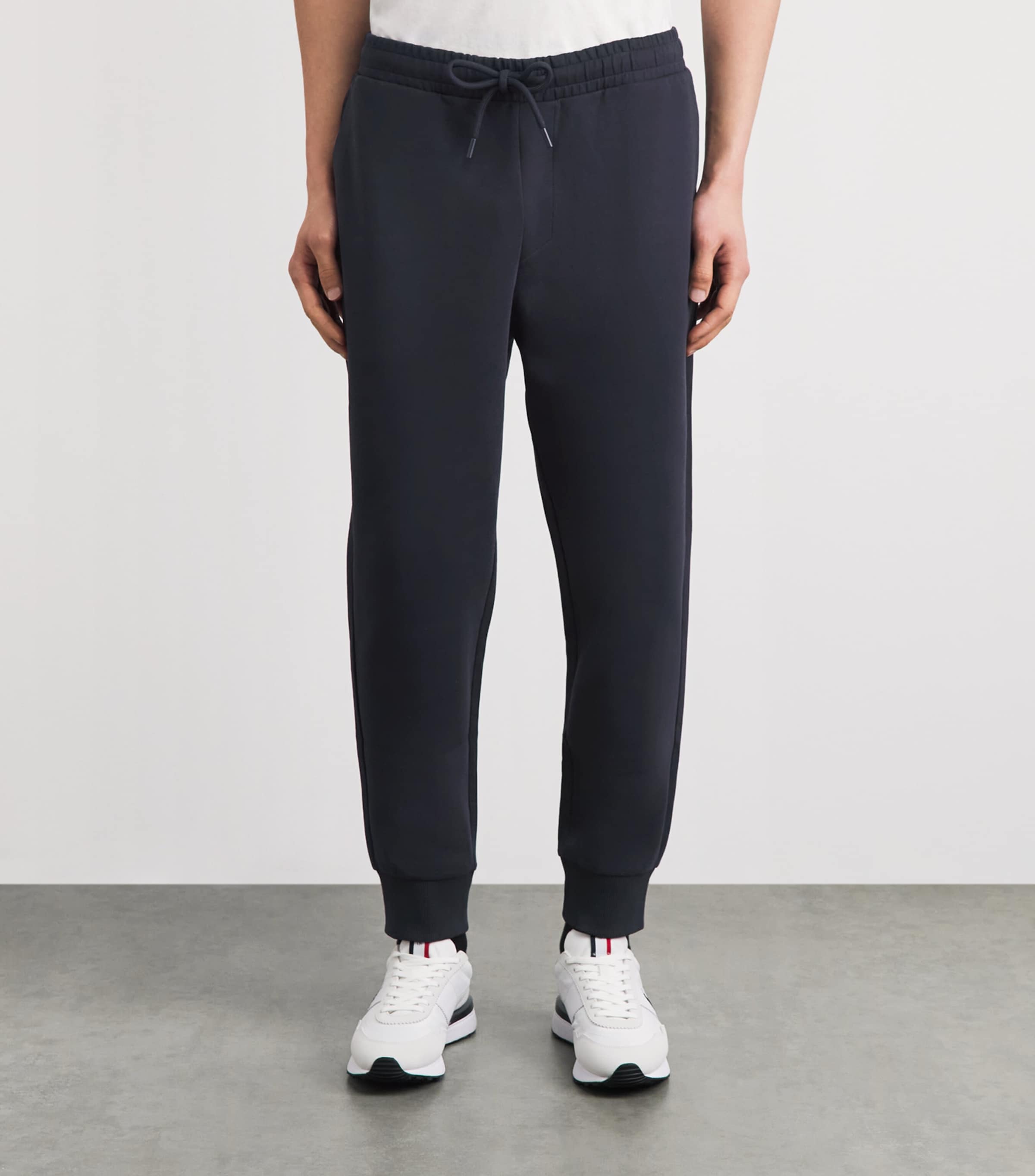 BOSS Mens Stretch-Cotton Cuffed Sweatpants Dark Blue Image 4